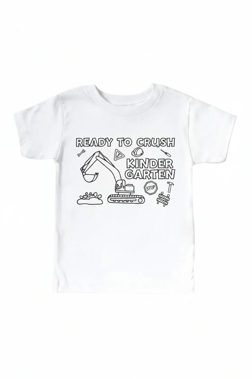 Ready To Crush School Colorable Kids Graphic Tee | White - Image 4