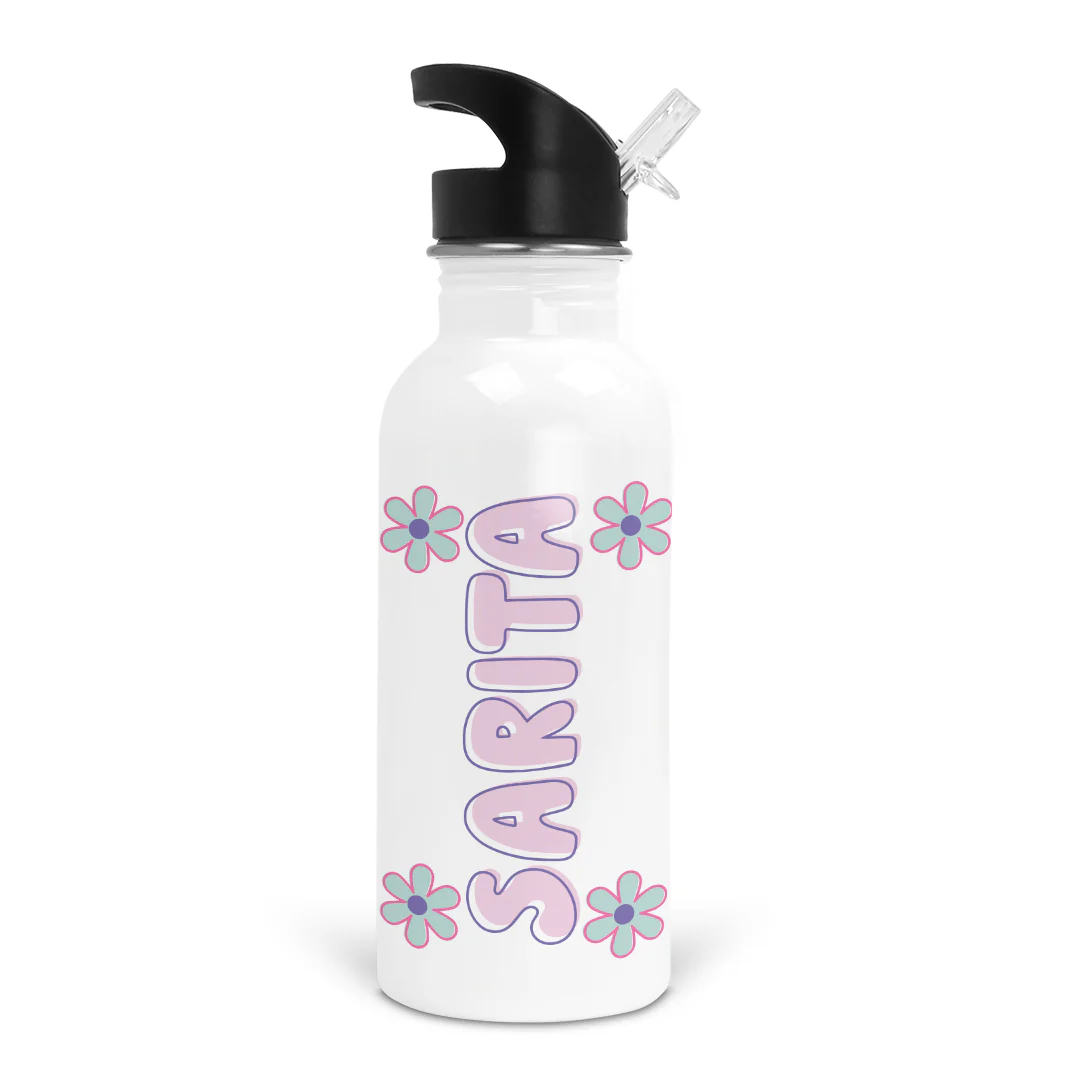 Retro Daisy Personalized Kids Water Bottle - Image 2
