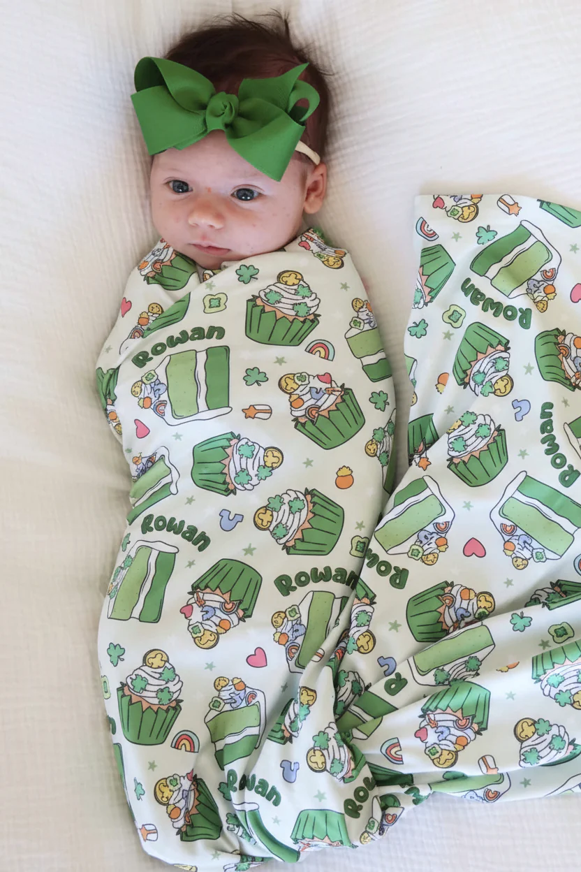 Shamrock Sweets Personalized Swaddle Blanket - Image 4