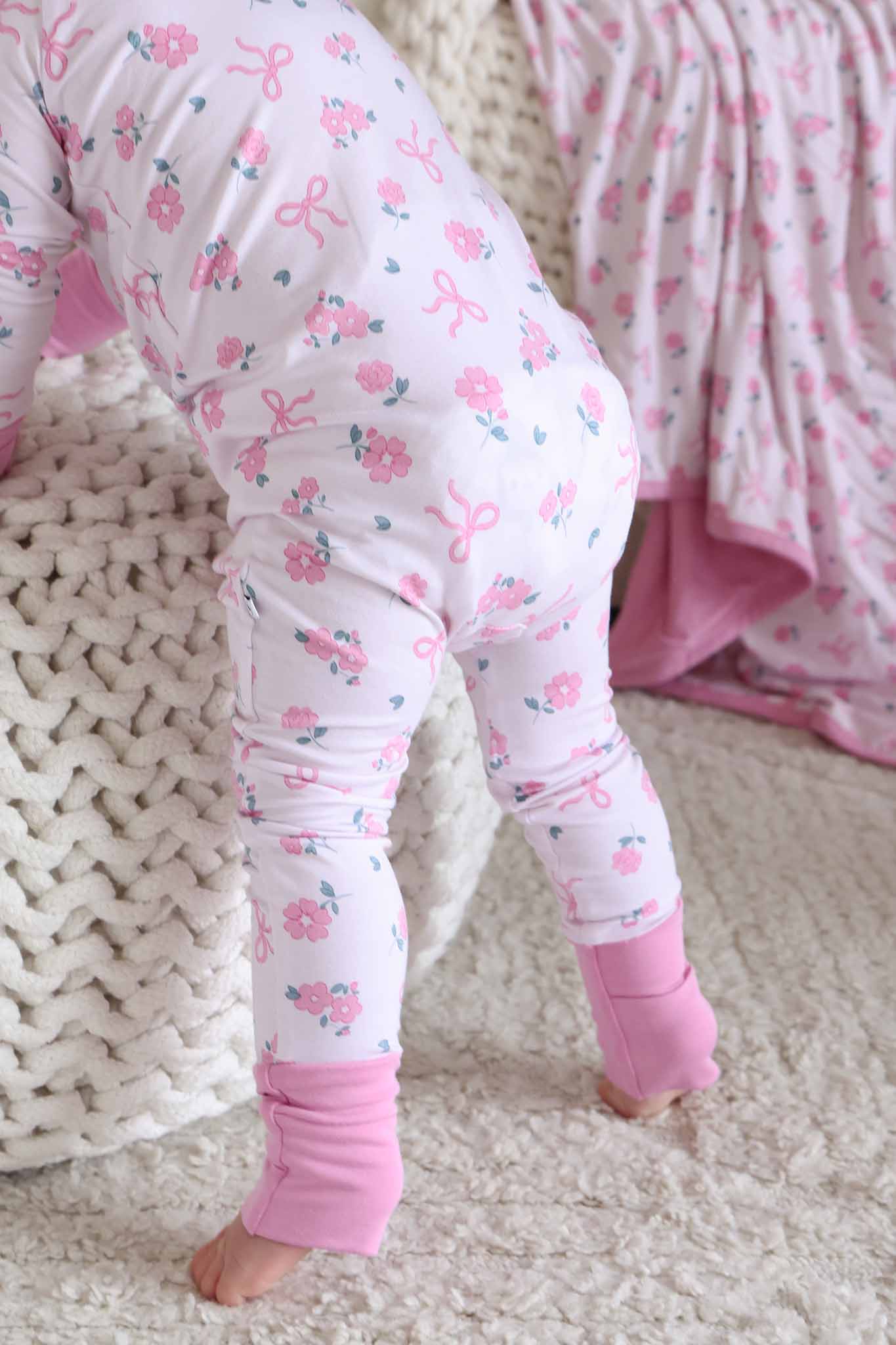 Ribbon & Roses Convertible Zip Romper | Pink - Image 9