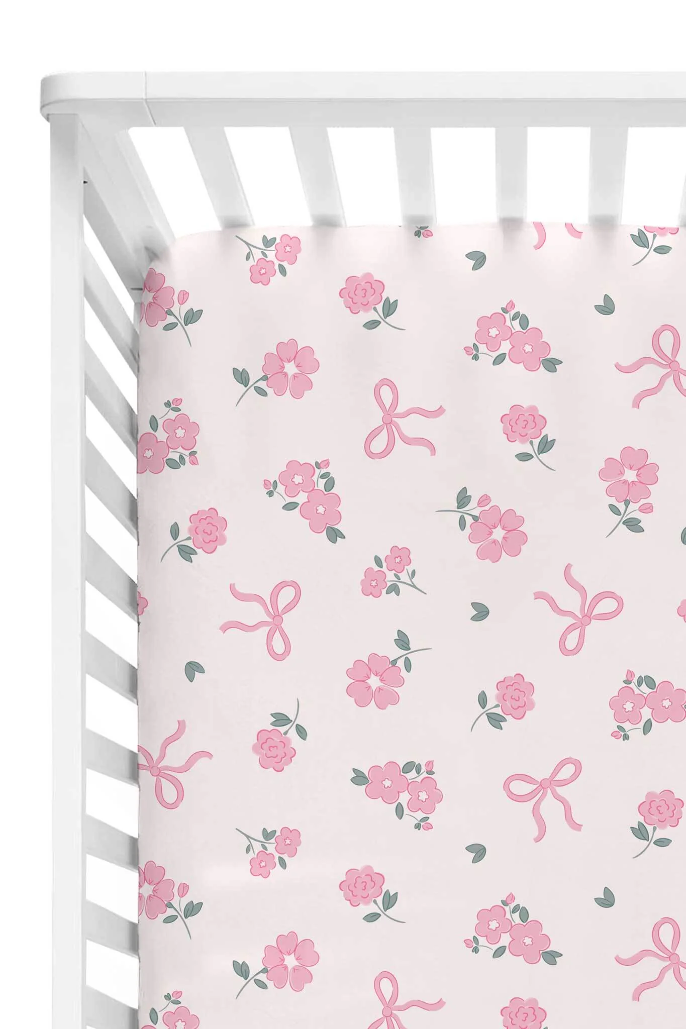 Ribbon & Roses Crib Sheet | Pink