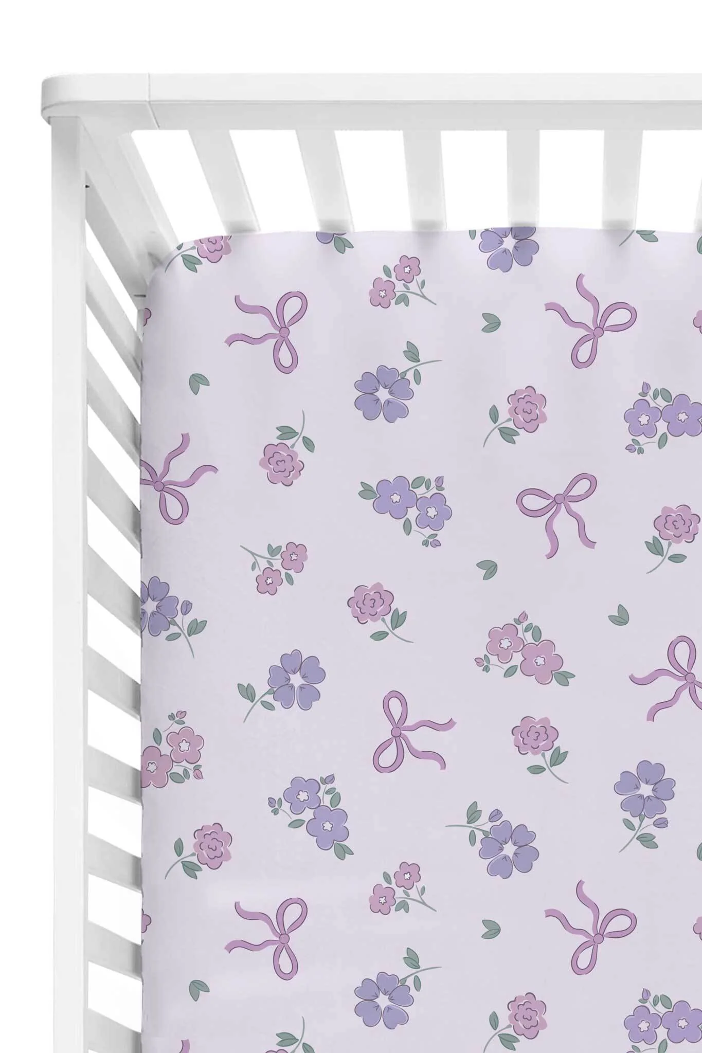 Ribbon & Roses Crib Sheet | Purple