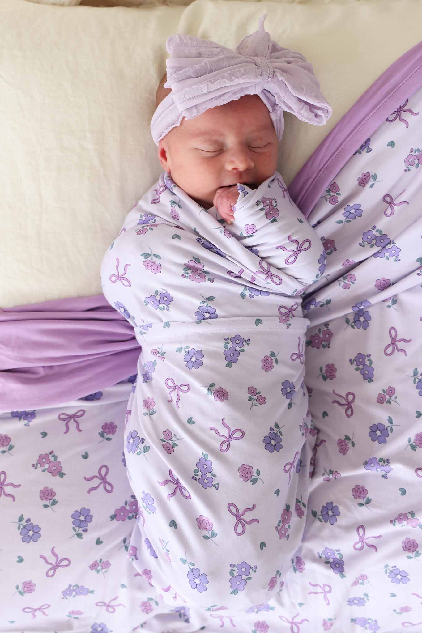 Ribbon & Roses Oversized Swaddle Blanket | Purple - Image 3