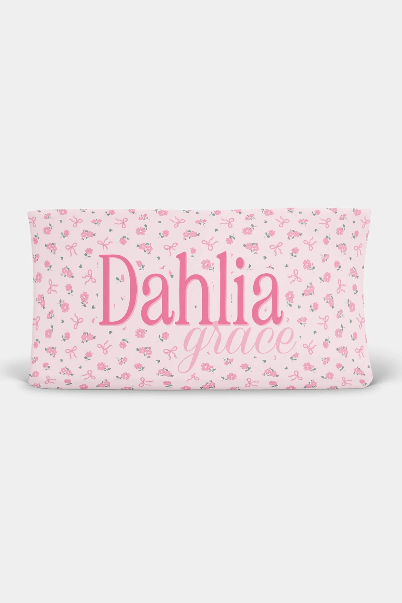 Ribbon & Roses Personalized Changing Pad Cover | Pink