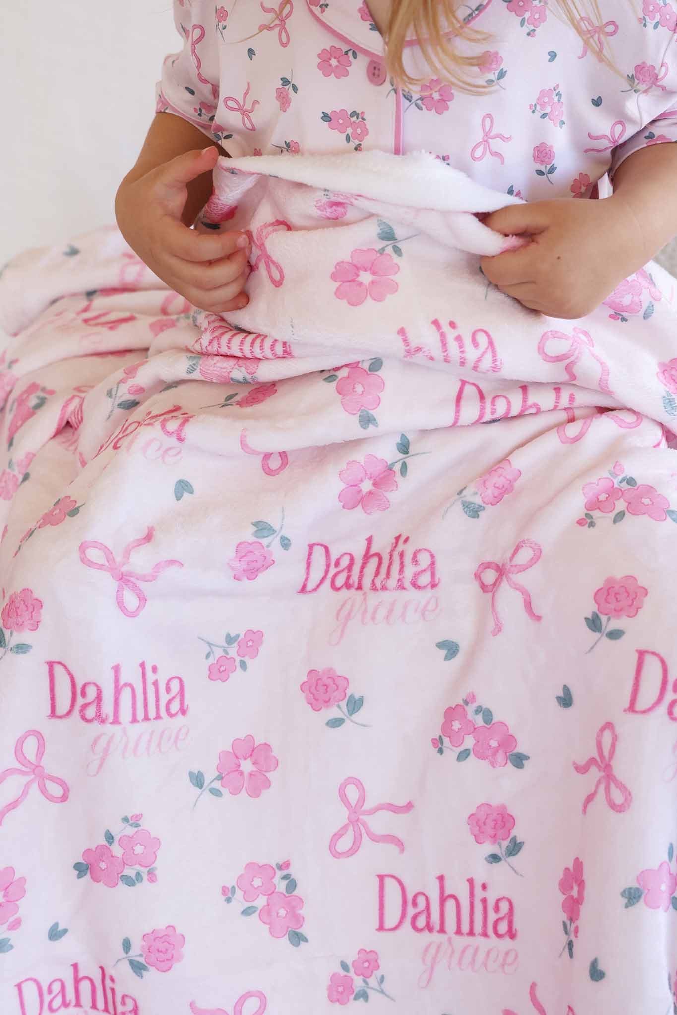 Ribbon & Roses Personalized Kids Blanket | Pink - Image 5