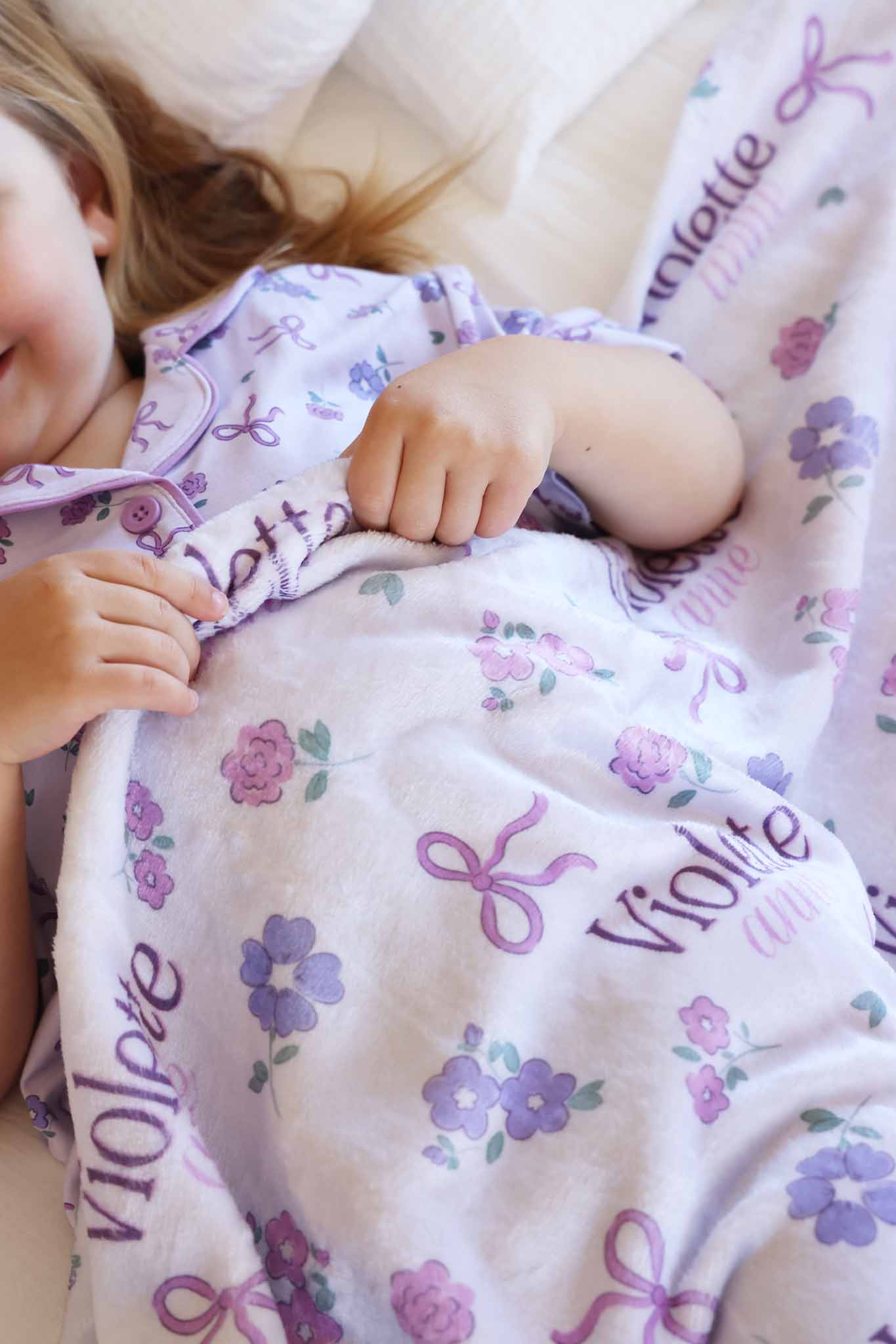 Ribbon & Roses Personalized Kids Blanket | Purple - Image 4
