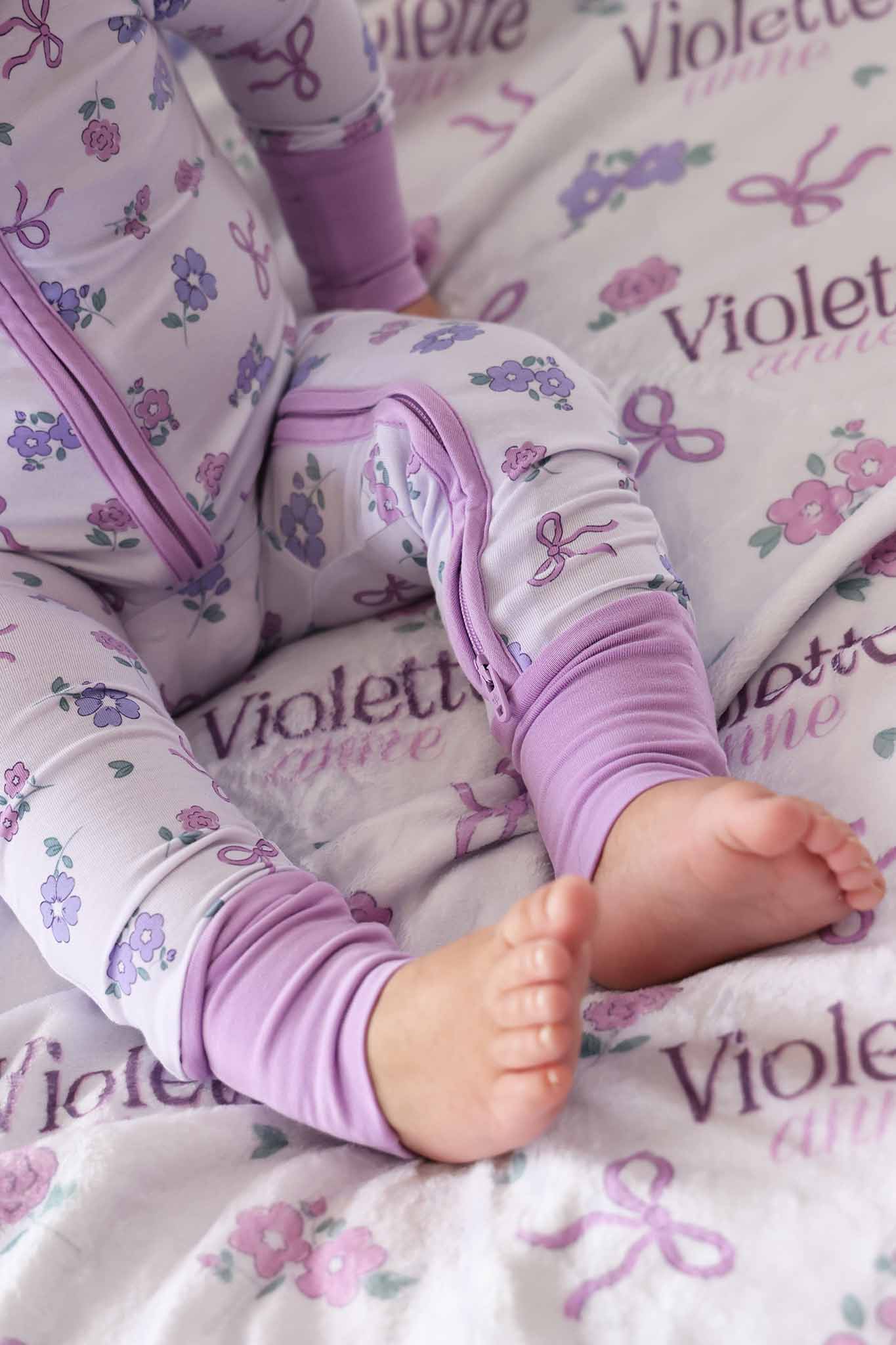 Ribbon & Roses Personalized Kids Blanket | Purple - Image 6