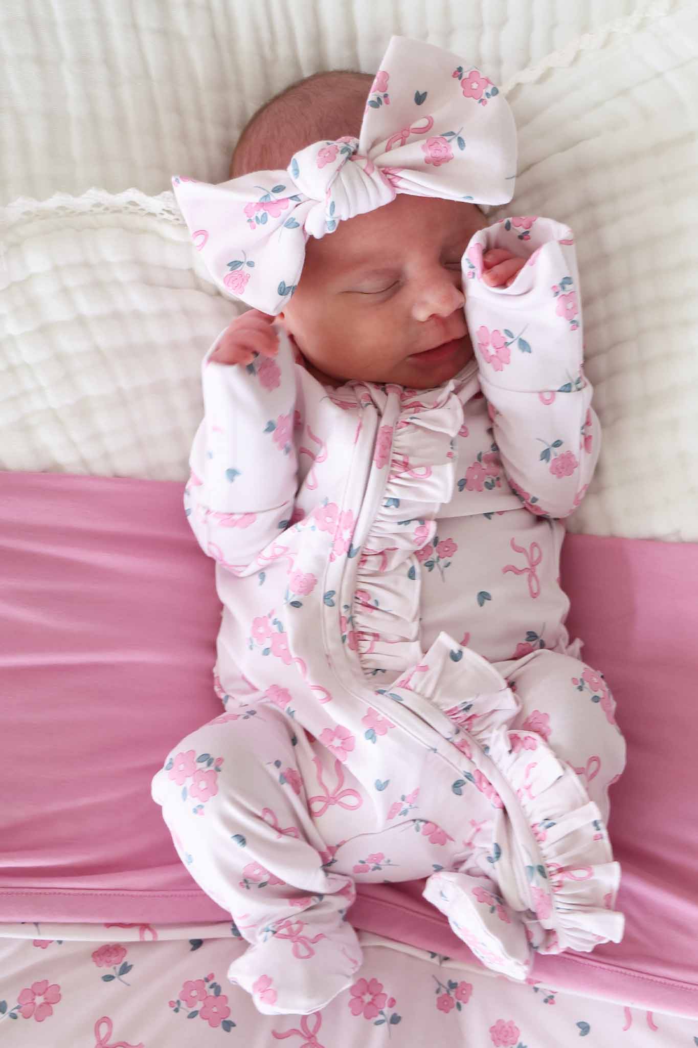 Ribbon & Roses Knit Large Bow Headwrap | Pink - Image 2