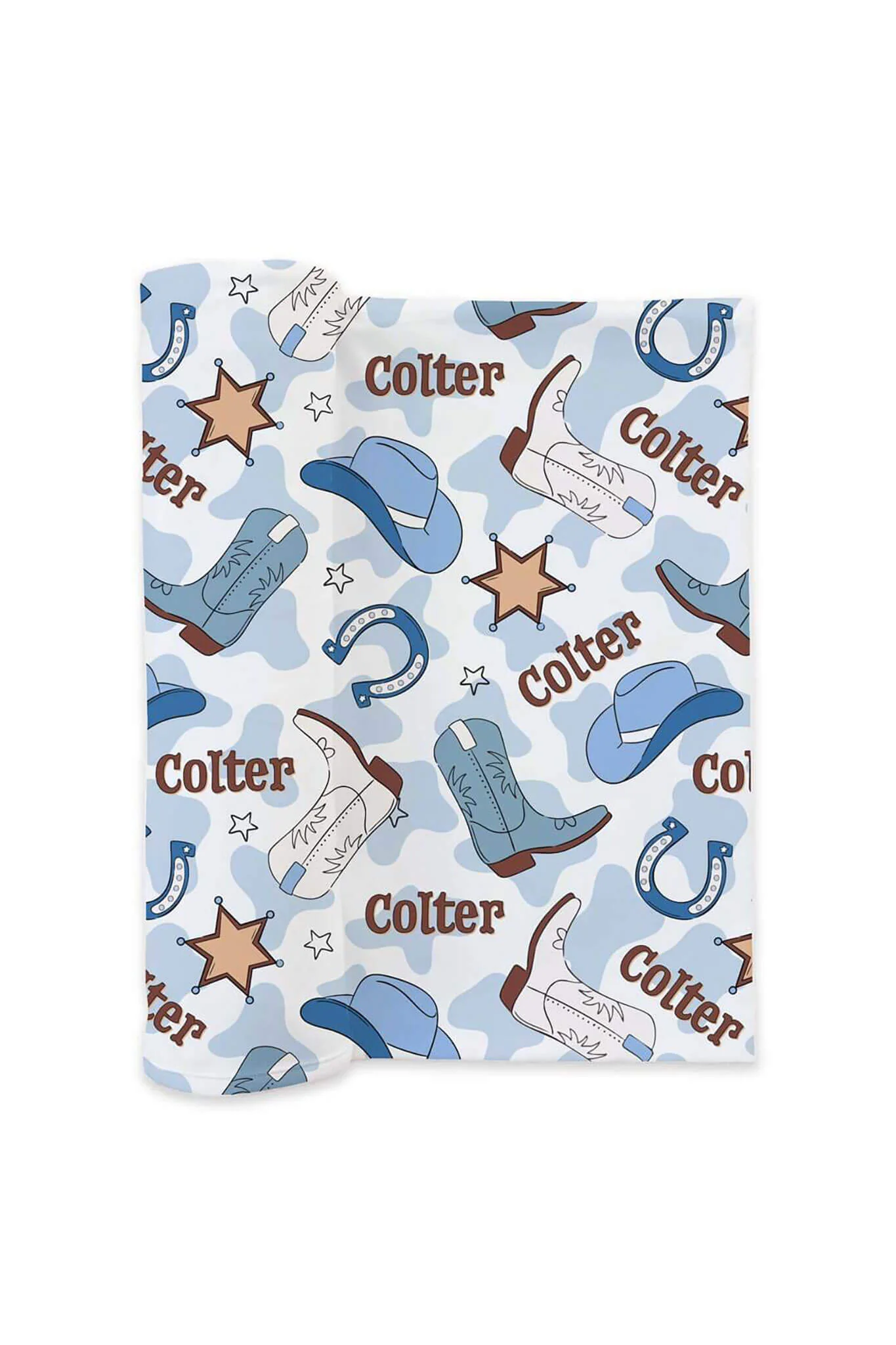 Rodeo Dreams Personalized Swaddle Blanket | Blue - Image 2