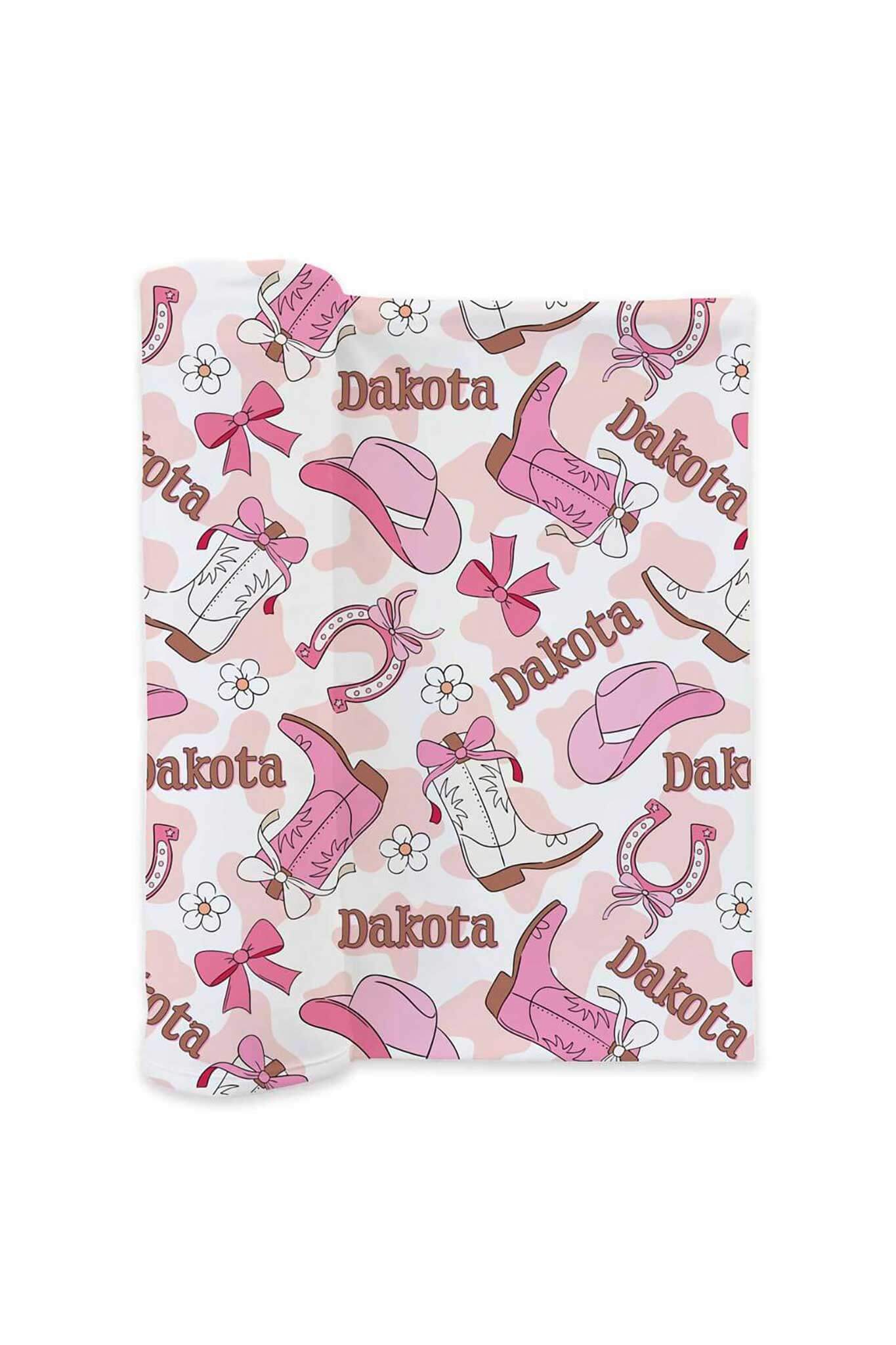 Rodeo Dreams Personalized Swaddle Blanket | Pink - Image 2