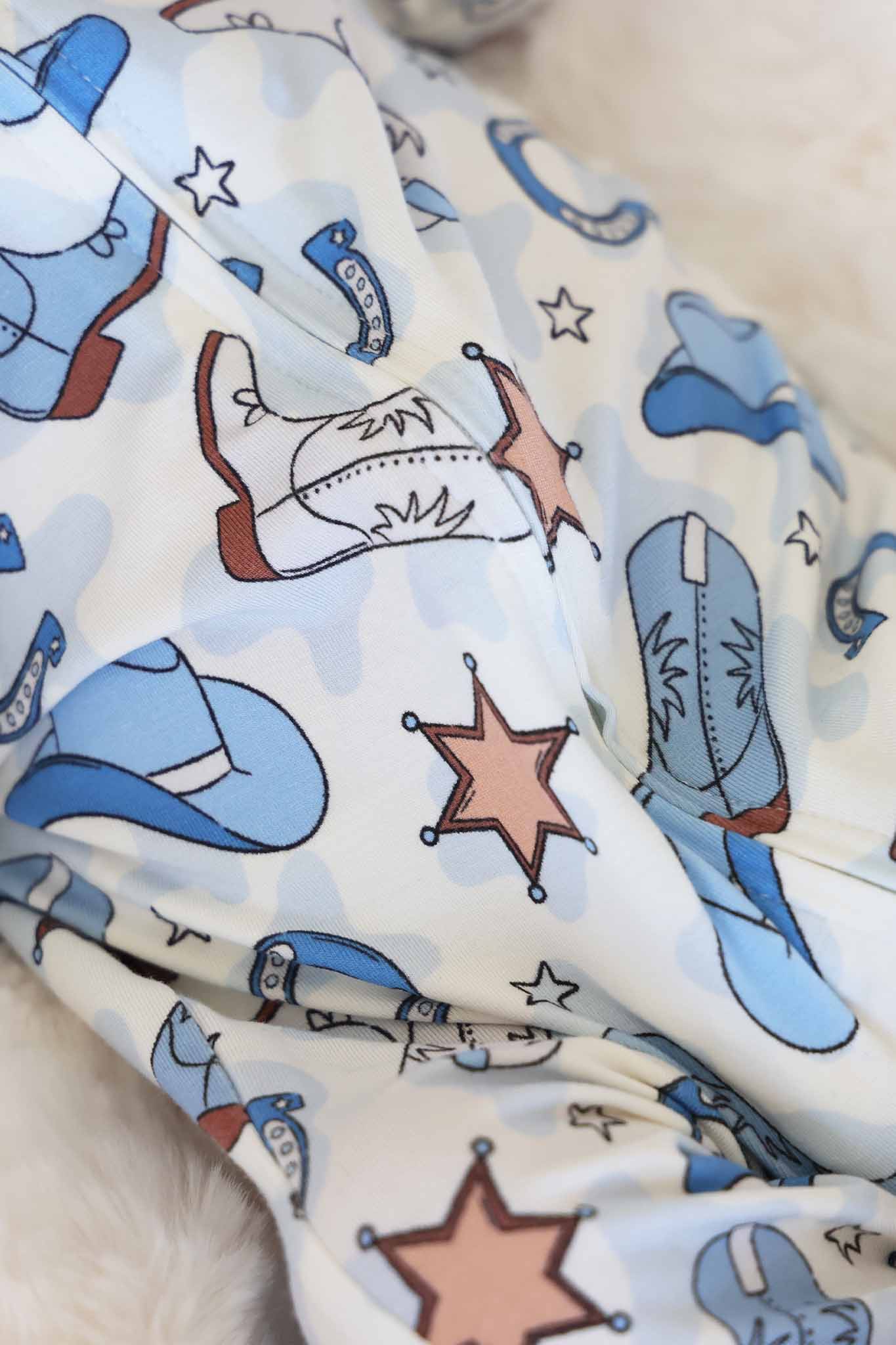 Rodeo Dreams Zipper Footie | Blue - Image 3