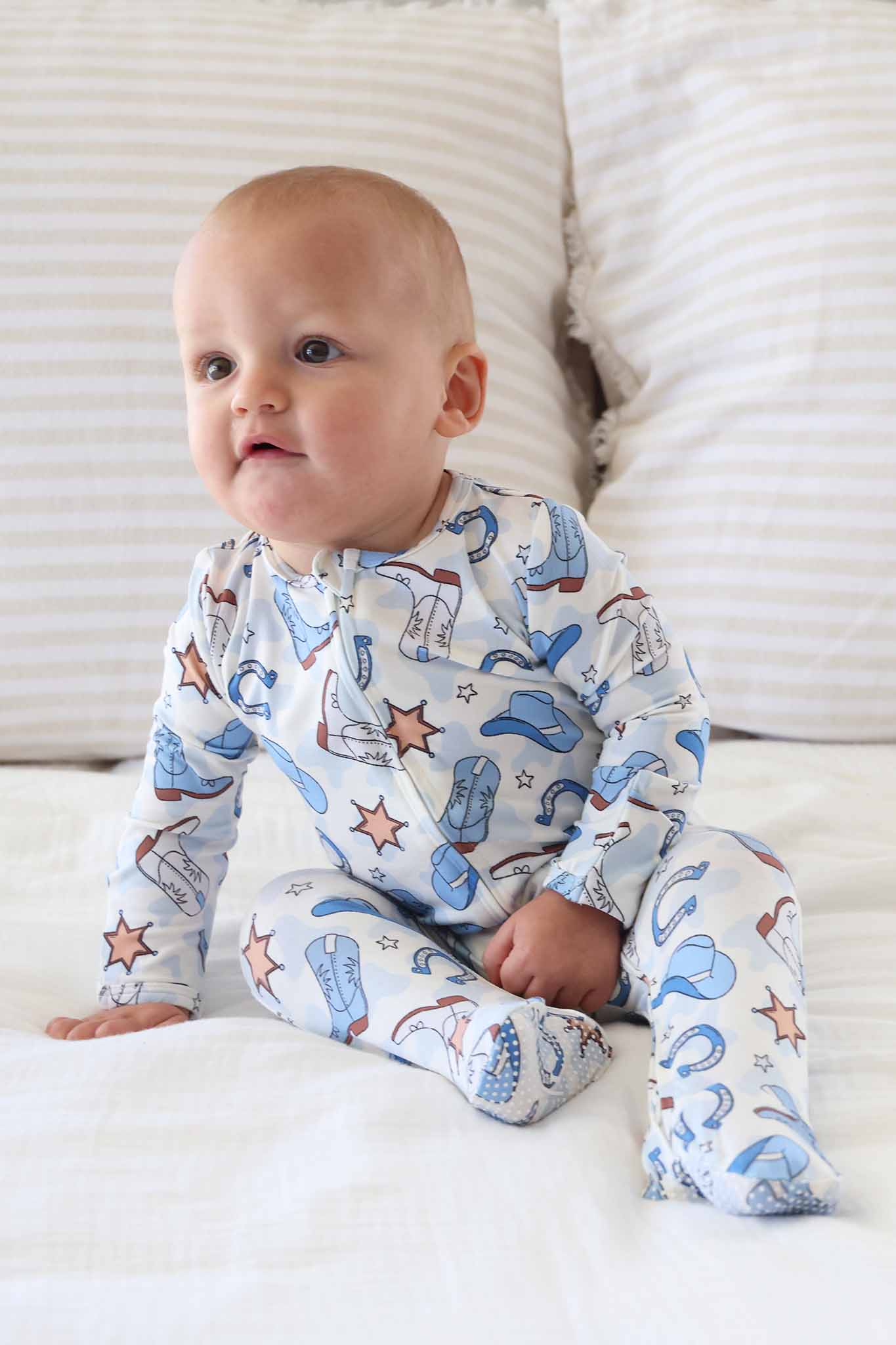 Rodeo Dreams Zipper Footie | Blue - Image 9