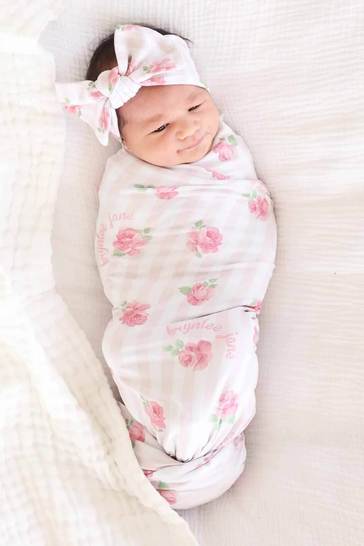 Rosy & Cozy Personalized Swaddle Blanket - Image 4