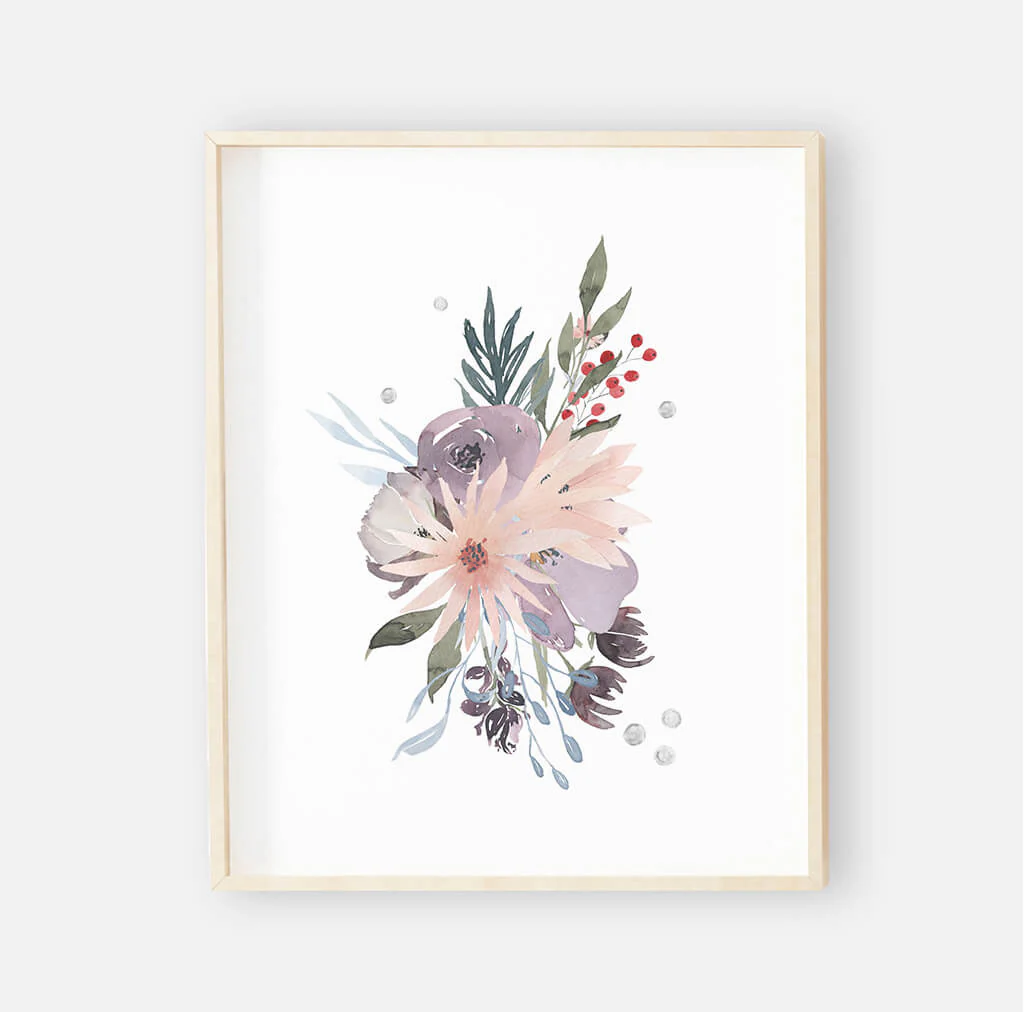 Rowan's Dusty Purple Floral Digital Nursery Art Group - Image 2