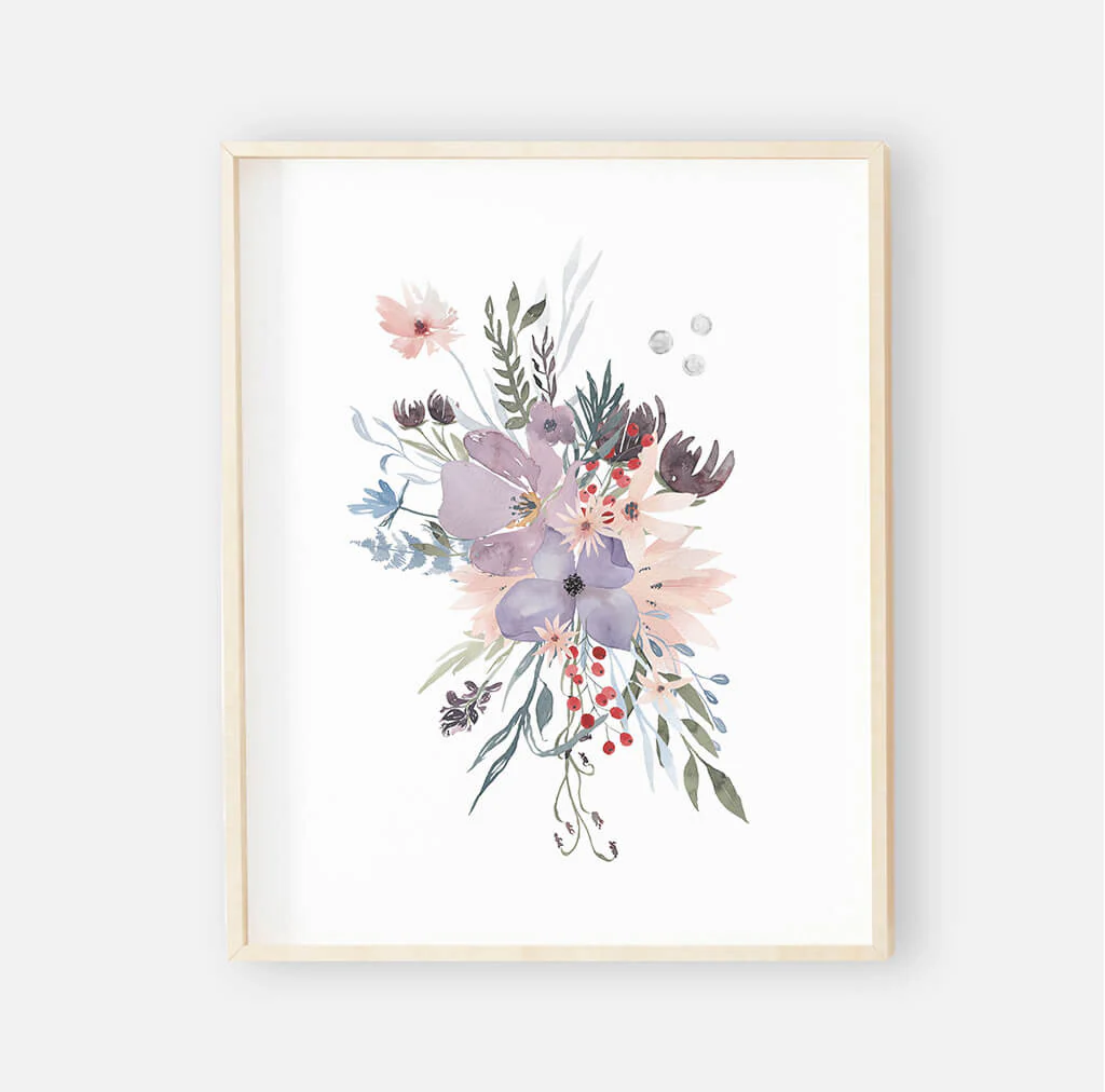 Rowan's Dusty Purple Floral Digital Nursery Art Group - Image 4