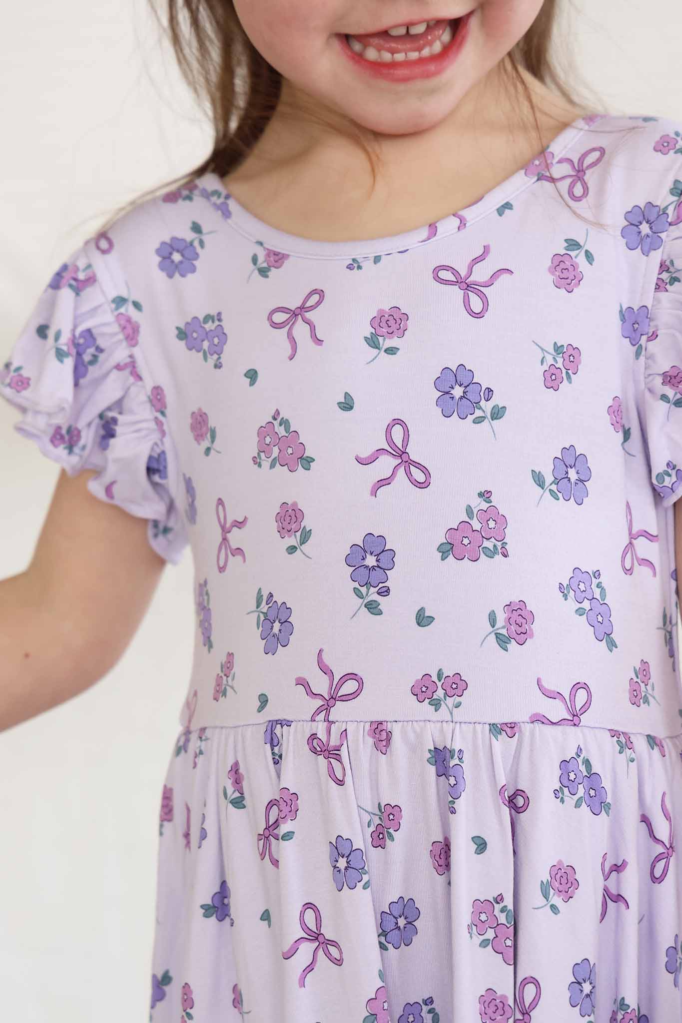 Ruffle Twirl Dress | Ribbon & Roses Purple - Image 10