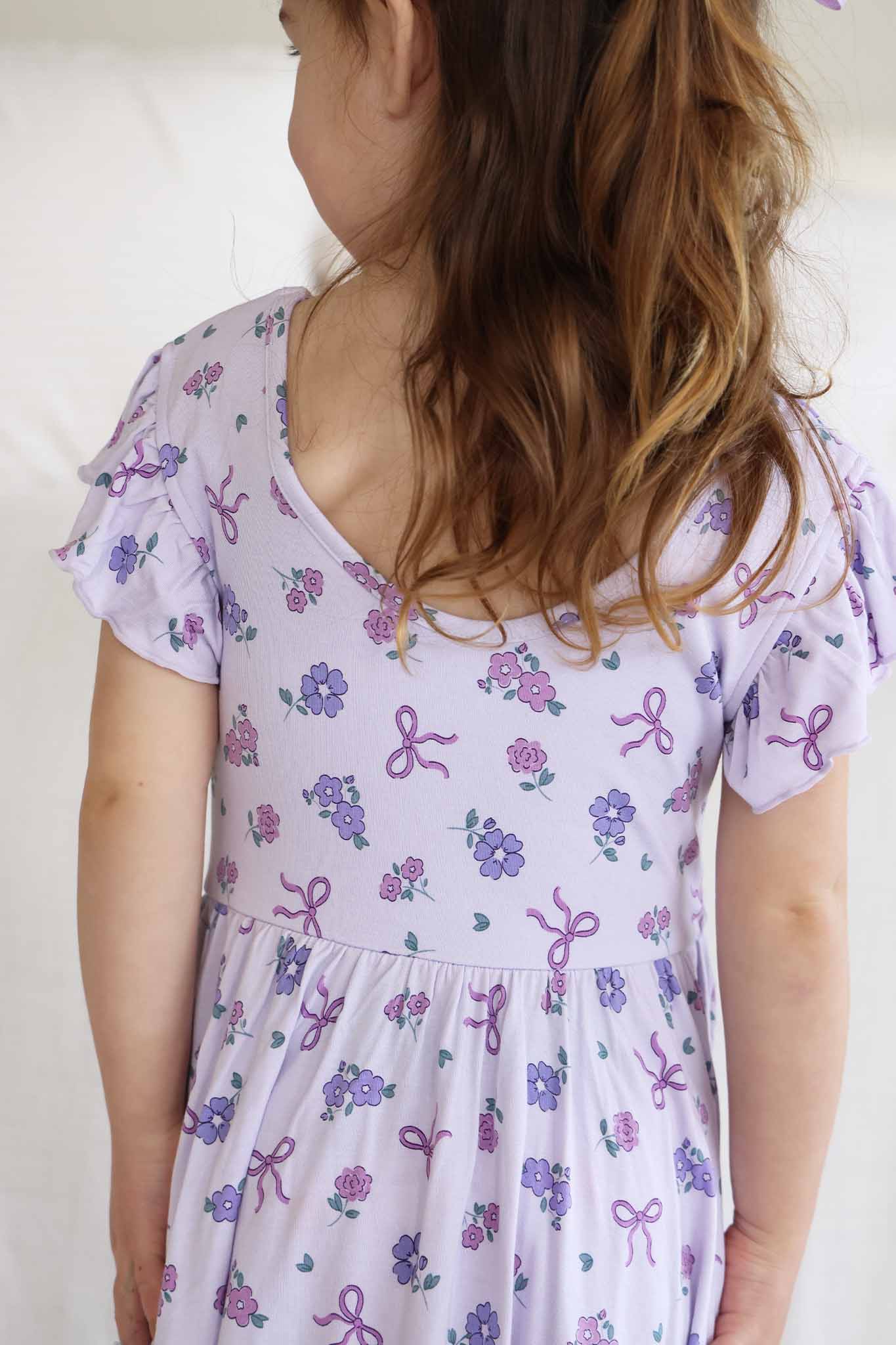 Ruffle Twirl Dress | Ribbon & Roses Purple - Image 4