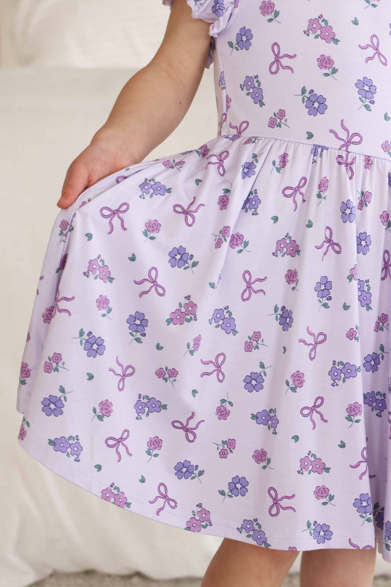 Ruffle Twirl Dress | Ribbon & Roses Purple - Image 6