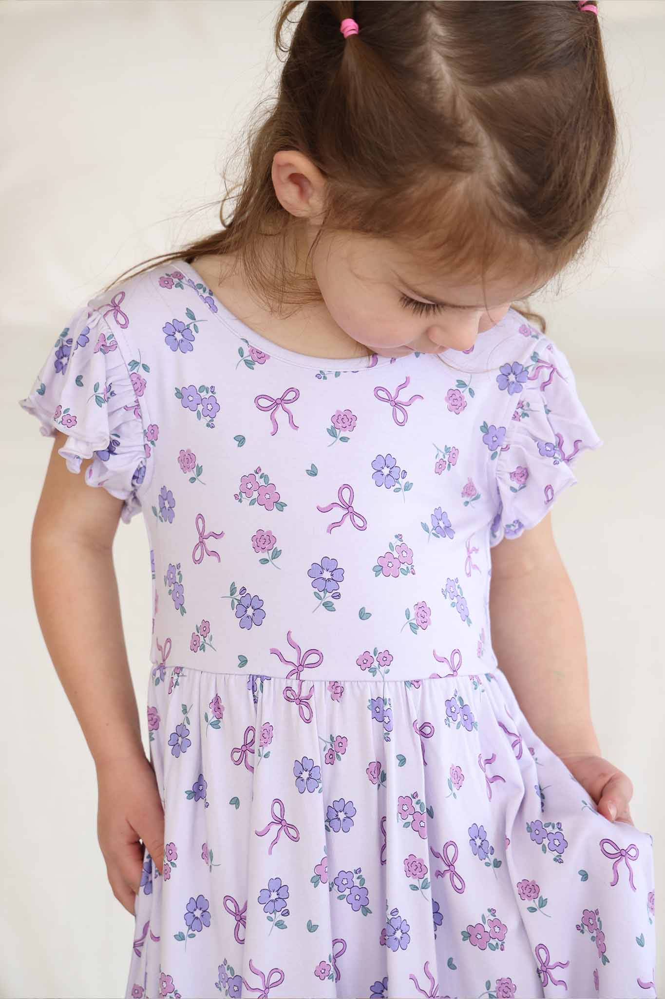 Ruffle Twirl Dress | Ribbon & Roses Purple - Image 9