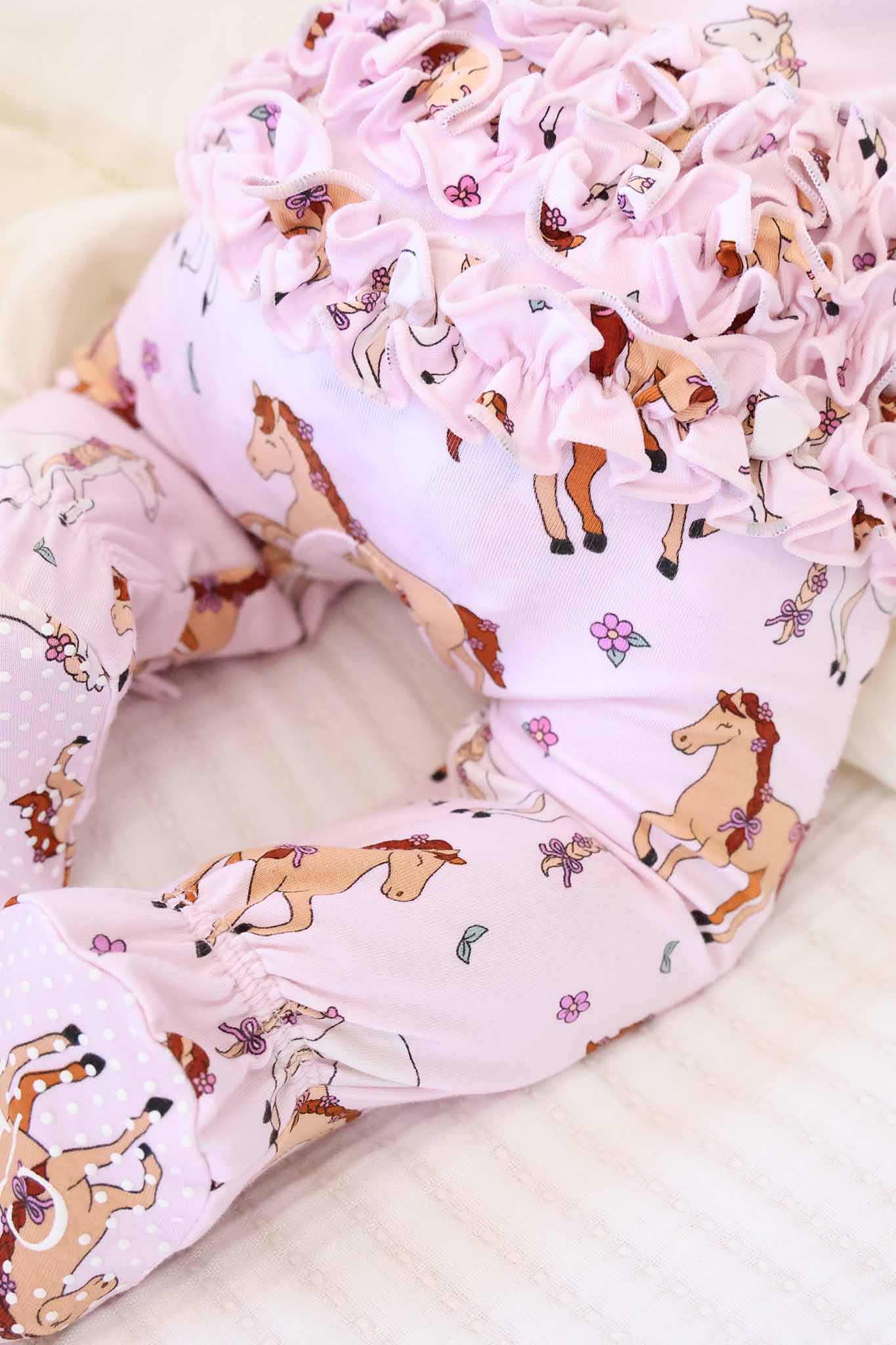 Ruffle Zipper Footie | Pony Club Pink - Image 5