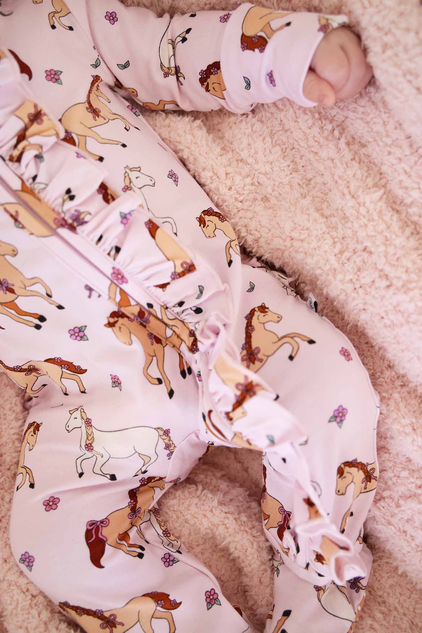 Ruffle Zipper Footie | Pony Club Pink - Image 8