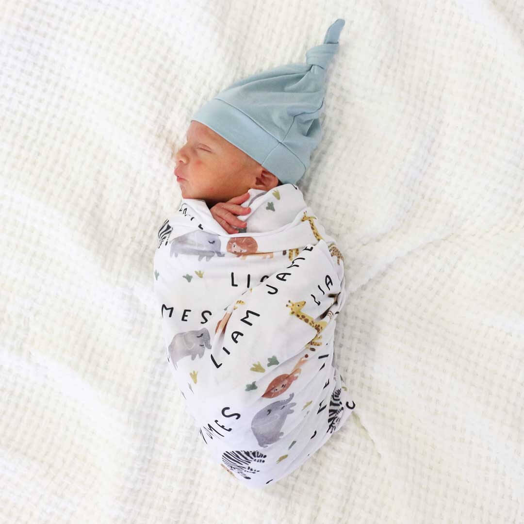 Safari Party Personalized Baby Name Swaddle - Image 3