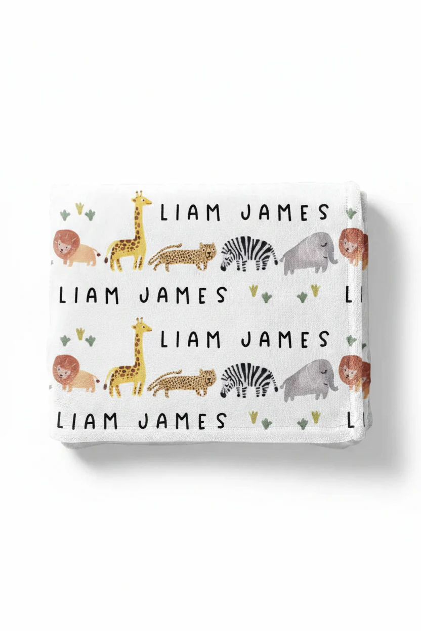 Safari Party Personalized Toddler Blanket