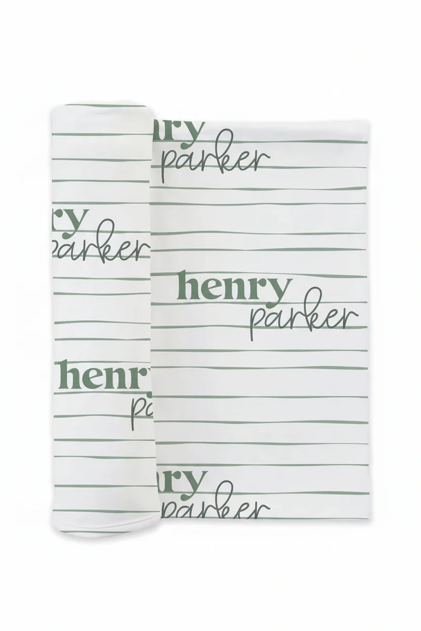 Sage's Stripes Personalized Swaddle Blanket - Image 2