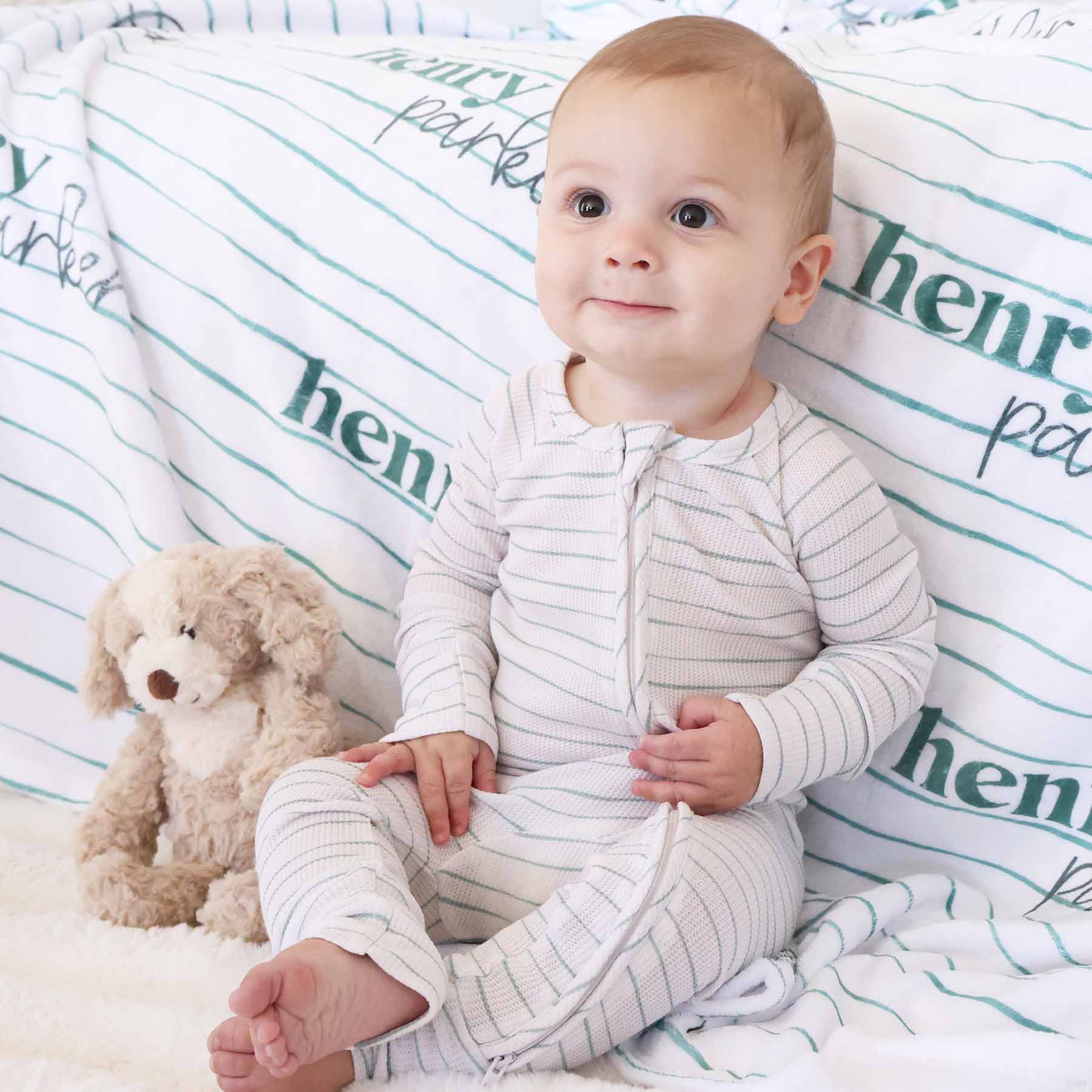 Sage's Stripes Bamboo Waffle Convertible Zip Romper - Image 4