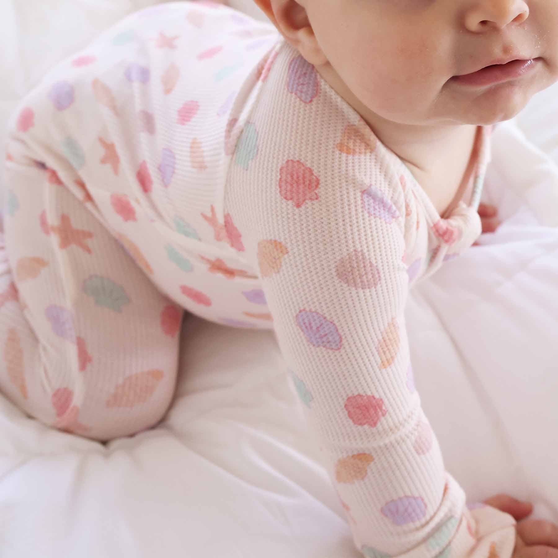 Saltwater Shells Bamboo Waffle Convertible Zip Romper - Image 6