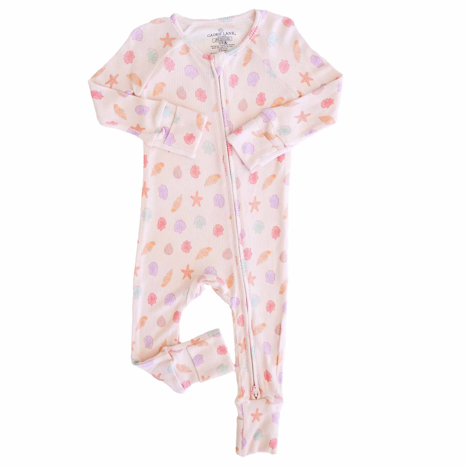 Saltwater Shells Bamboo Waffle Convertible Zip Romper - Image 7