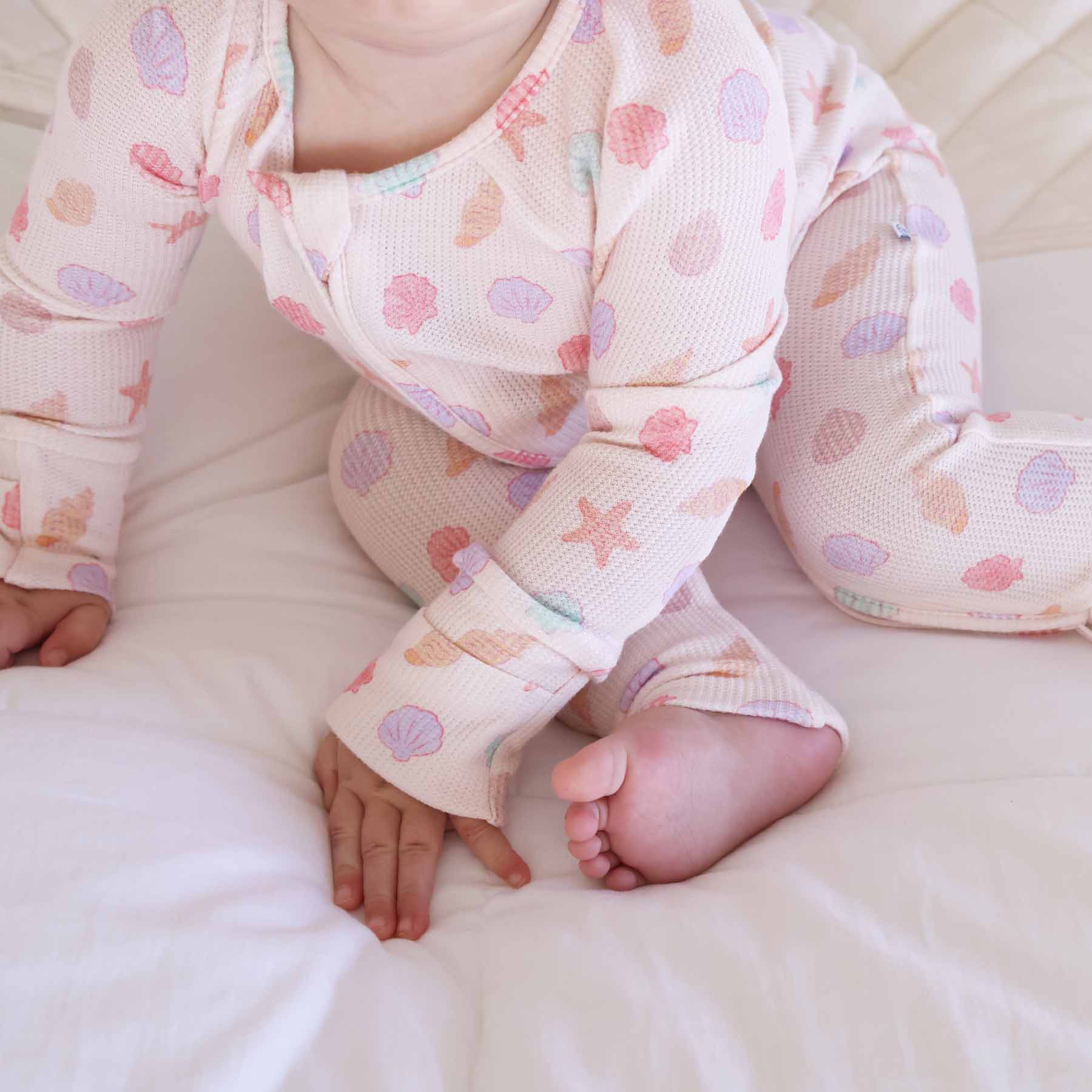 Saltwater Shells Bamboo Waffle Convertible Zip Romper - Image 9