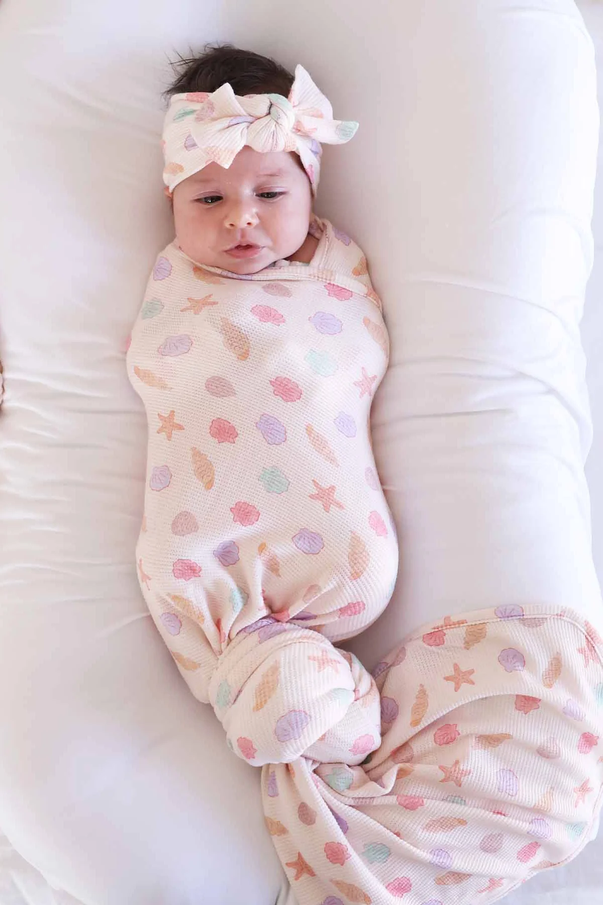 Saltwater Shells Bamboo Waffle Oversized Swaddle Blanket - Image 2