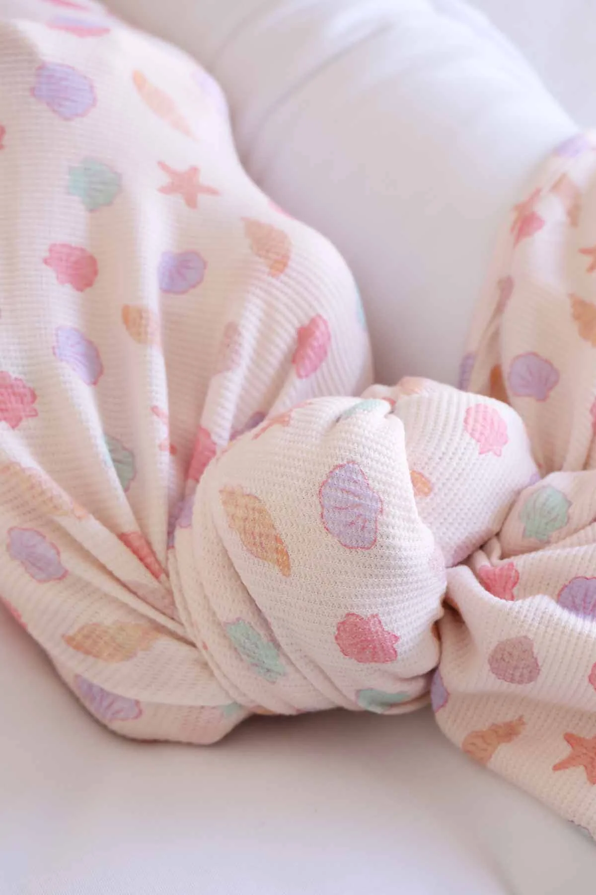 Saltwater Shells Bamboo Waffle Oversized Swaddle Blanket - Image 3
