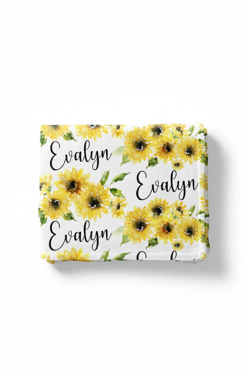 Savannah's Sunflowers Personalized Toddler Blanket