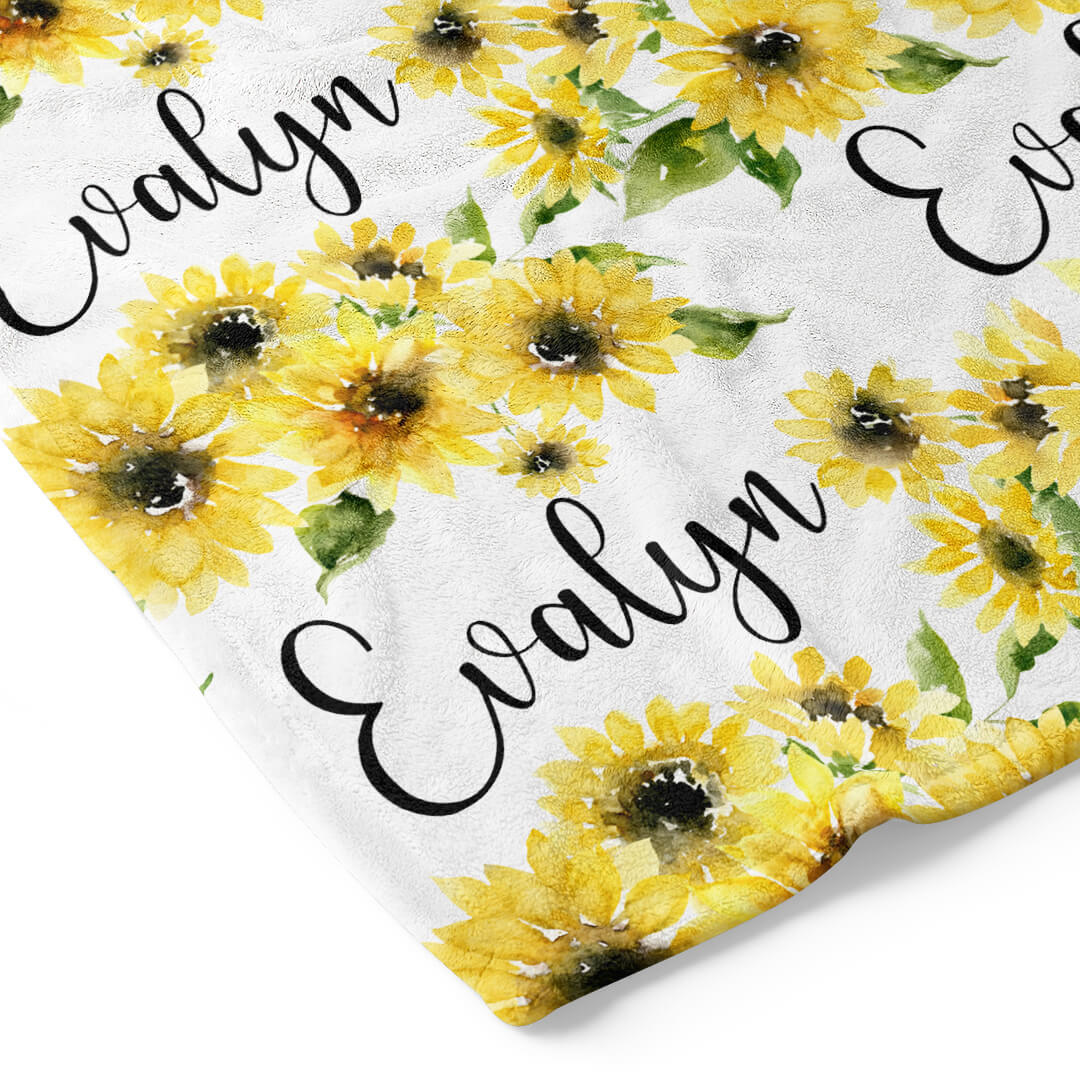 Savannah's Sunflowers Personalized Toddler Blanket - Image 2