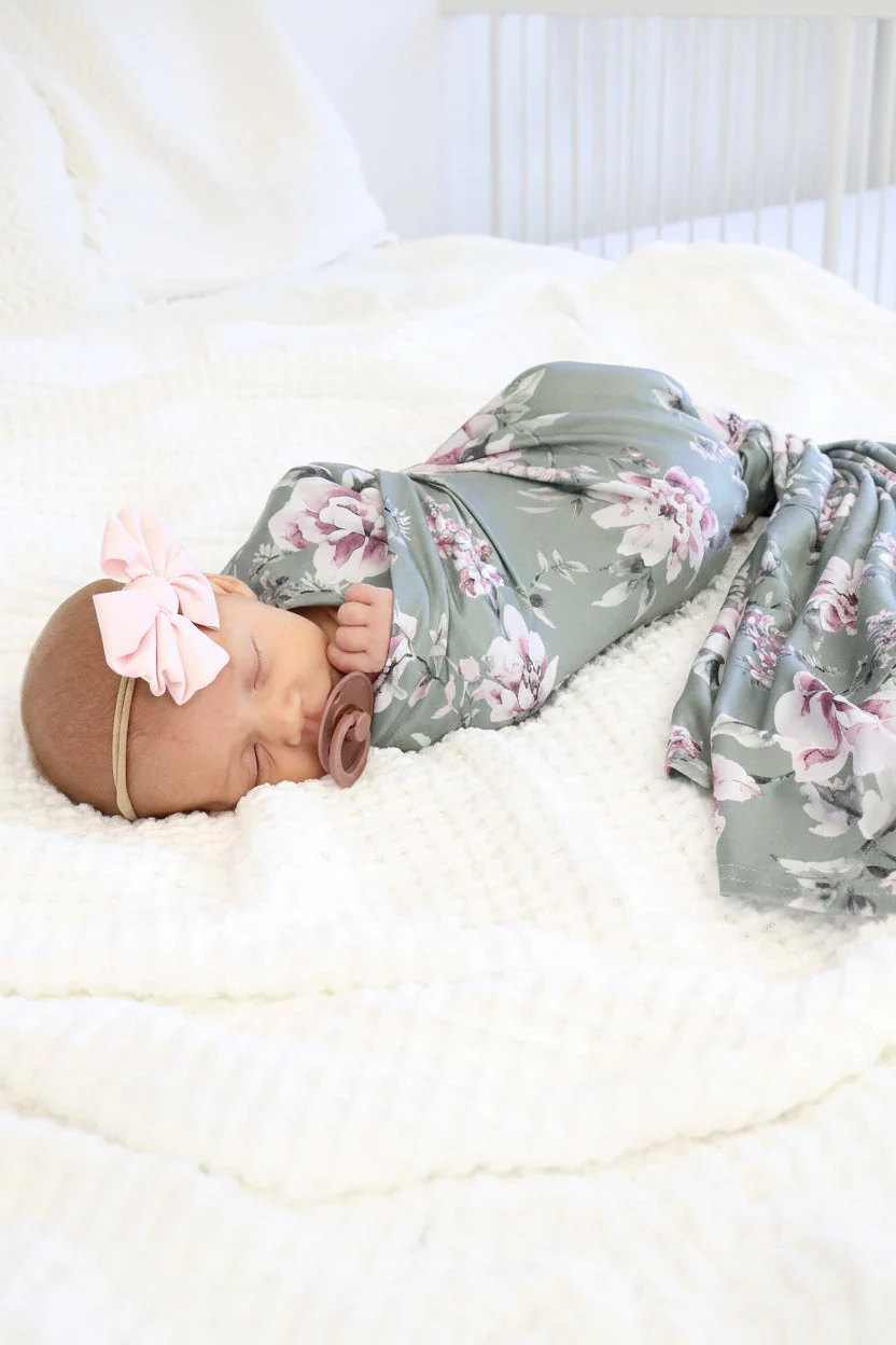 Saylor's Sage & Blush Floral Oversized Swaddle Blanket