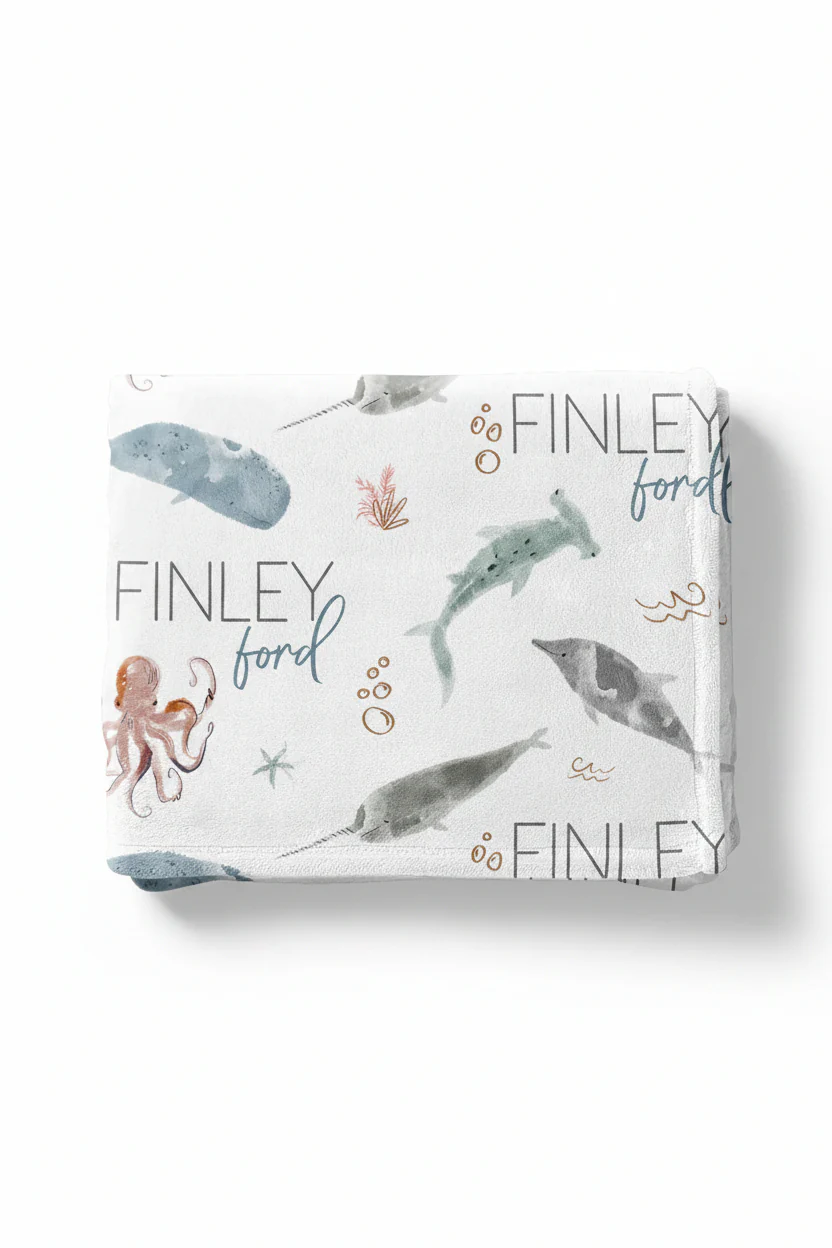 Sea Life Personalized Toddler Blanket