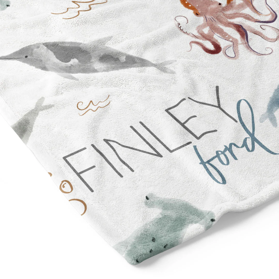 Sea Life Personalized Toddler Blanket - Image 2