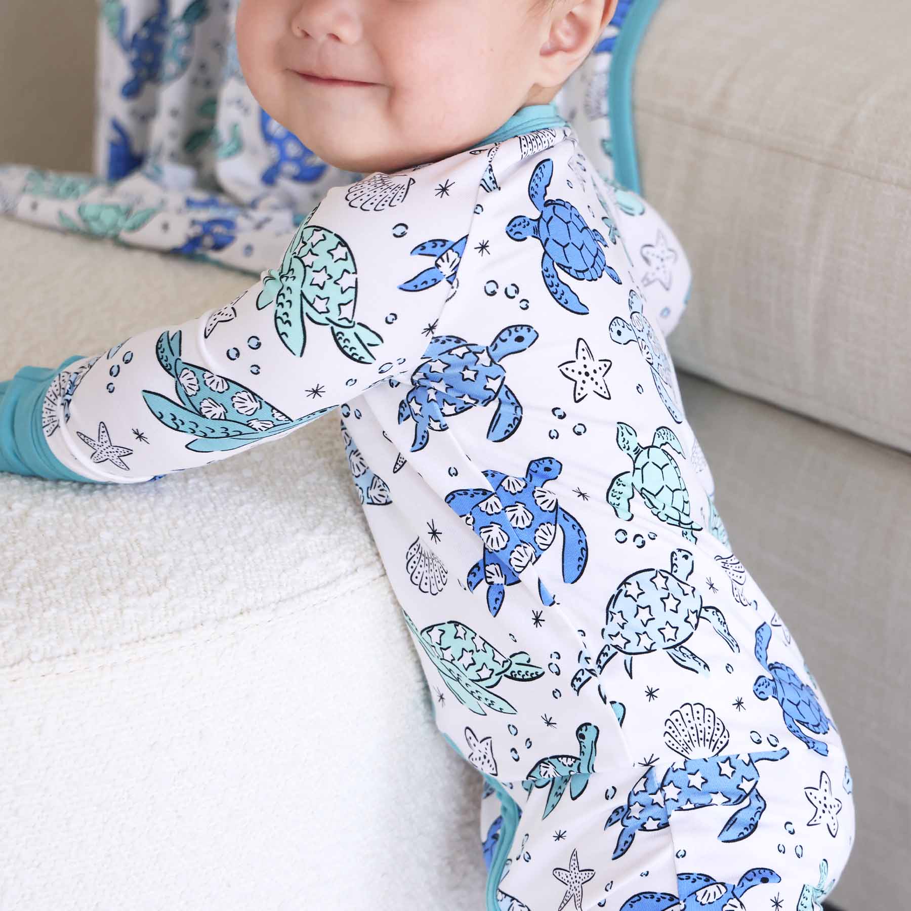 Sea Turtle Splash Convertible Zip Romper - Image 10