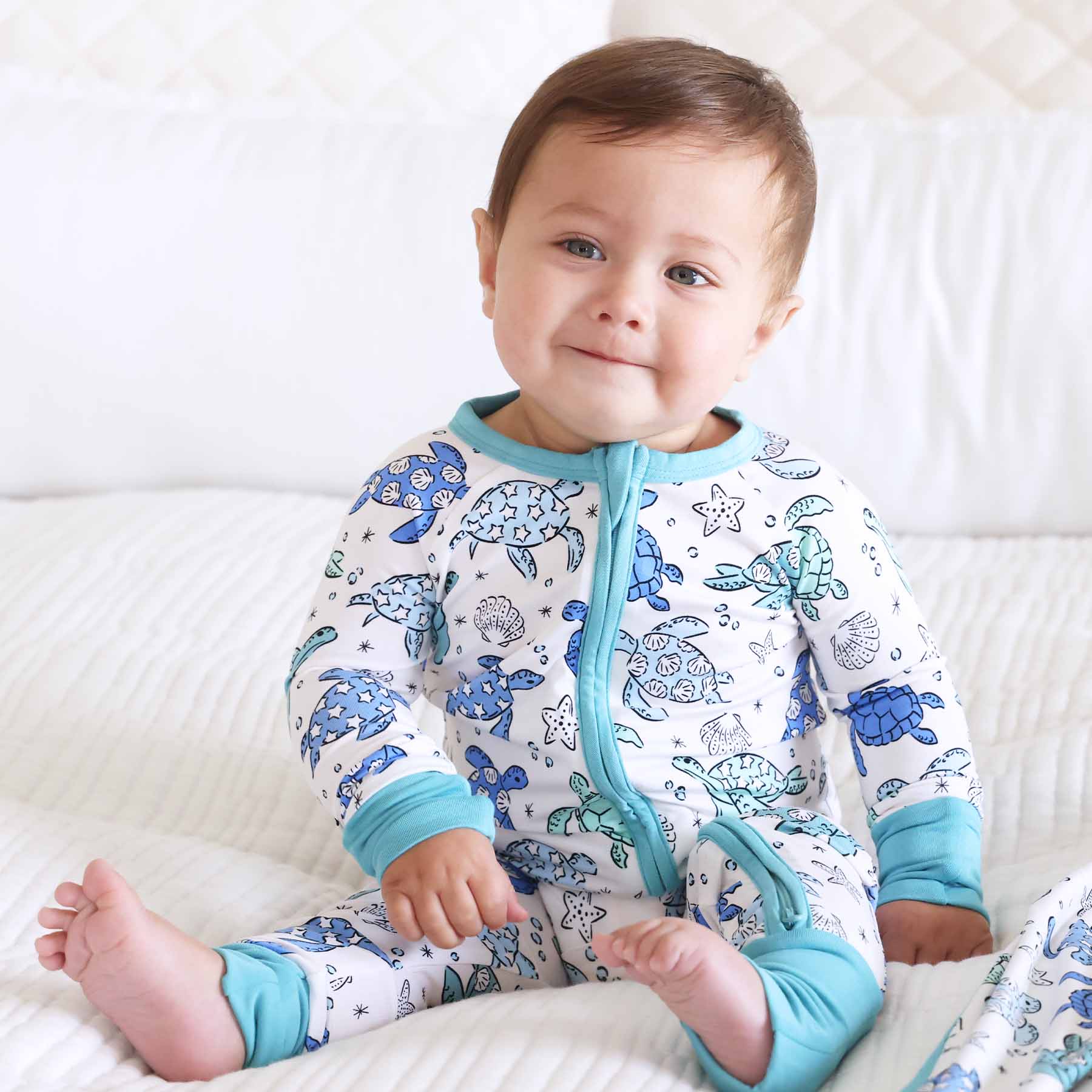 Sea Turtle Splash Convertible Zip Romper - Image 14