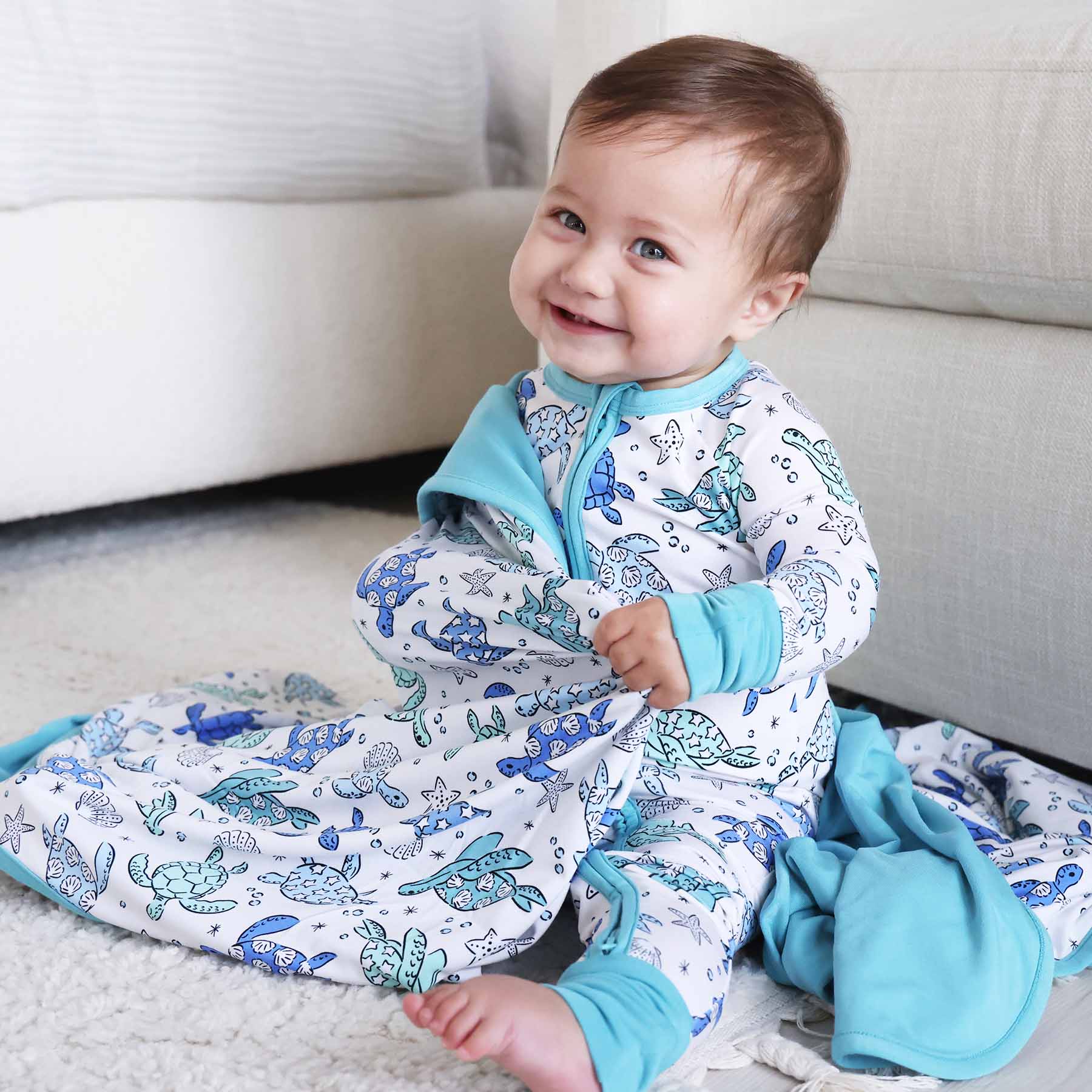 Sea Turtle Splash Convertible Zip Romper - Image 6