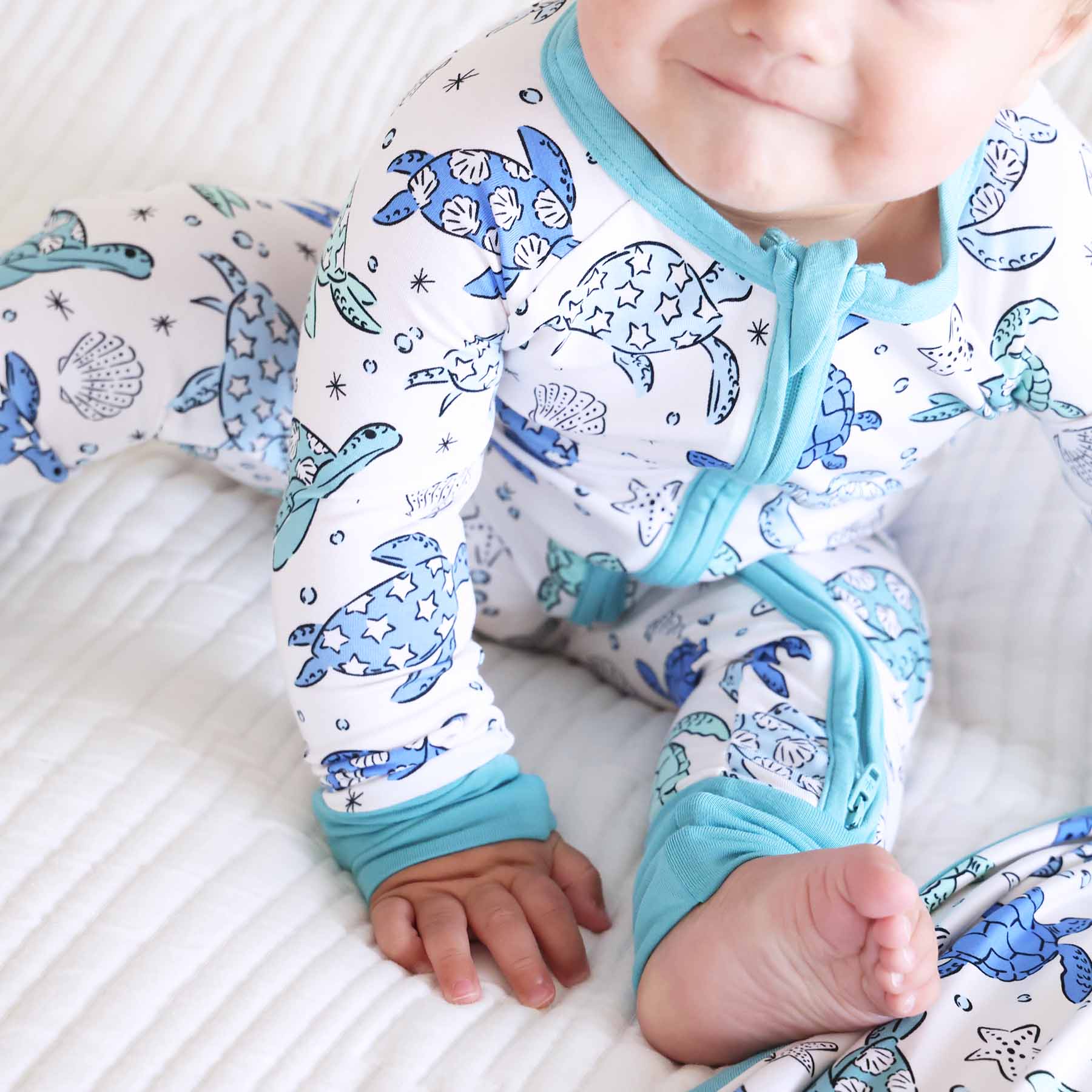 Sea Turtle Splash Convertible Zip Romper - Image 8
