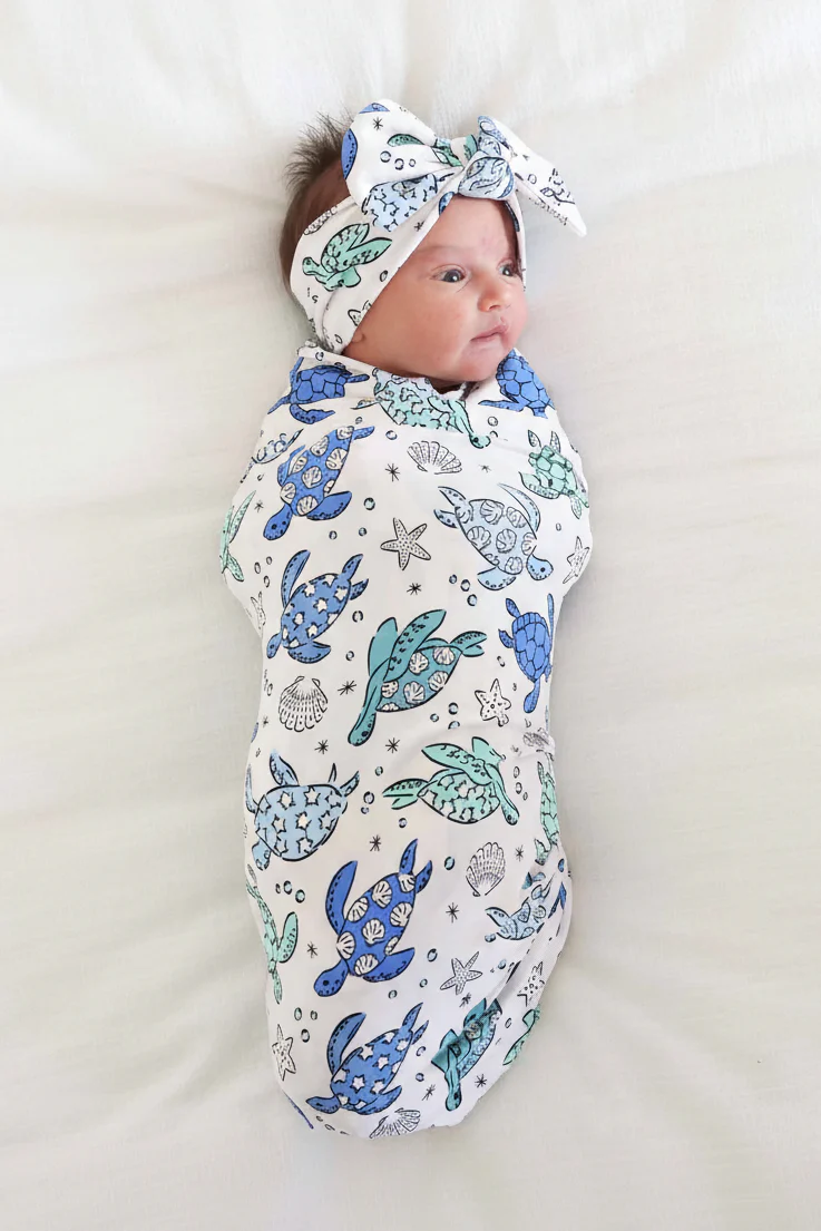 Sea Turtle Splash Oversized Swaddle Blanket
