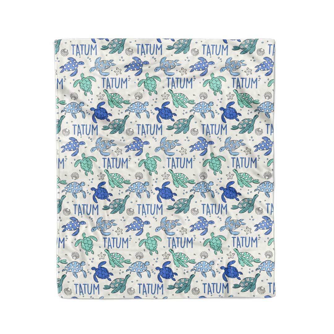 Sea Turtle Splash Personalized Kids Blanket - Image 5