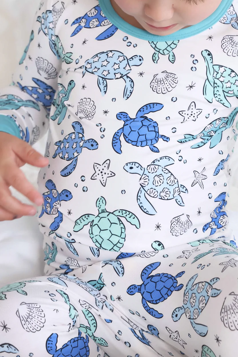 Sea Turtle Splash Two Piece Pajama Set