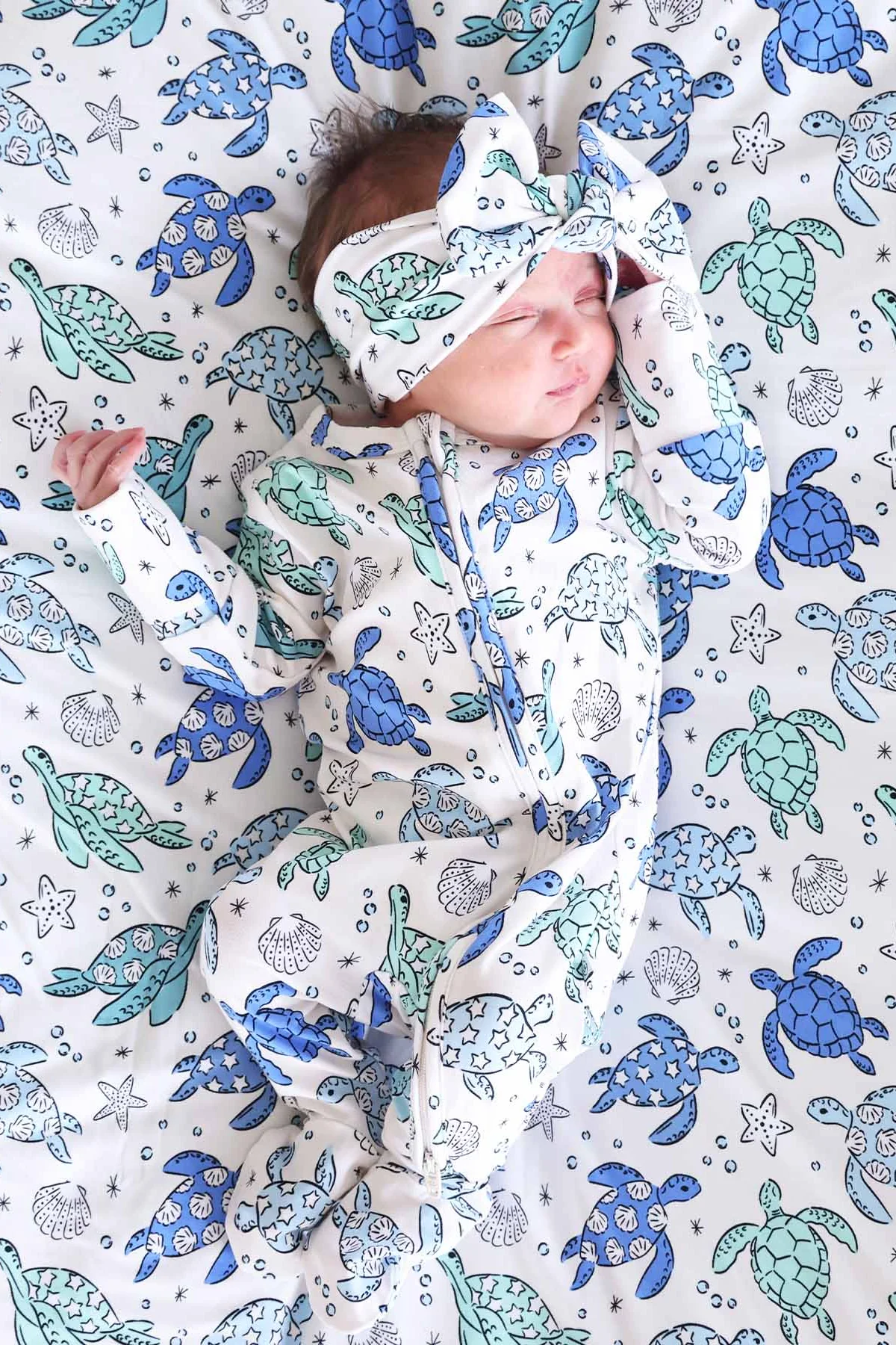 Sea Turtle Splash Zipper Footie - Image 2