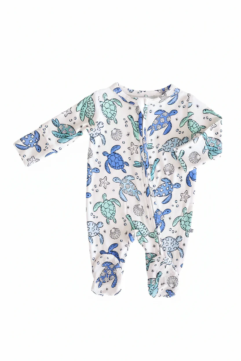 Sea Turtle Splash Zipper Footie - Image 8