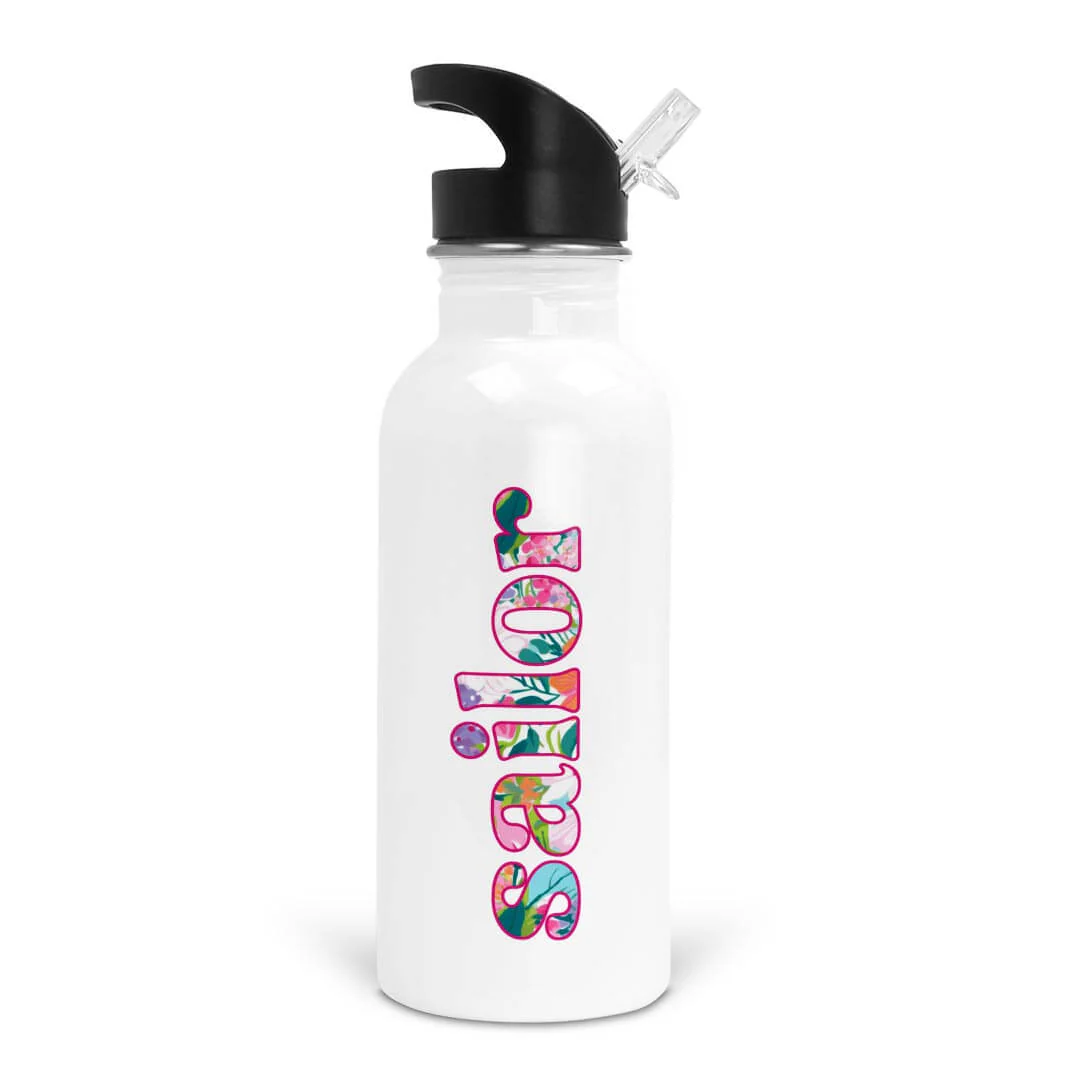 Seaside Blooms Personalized Kids Water Bottle