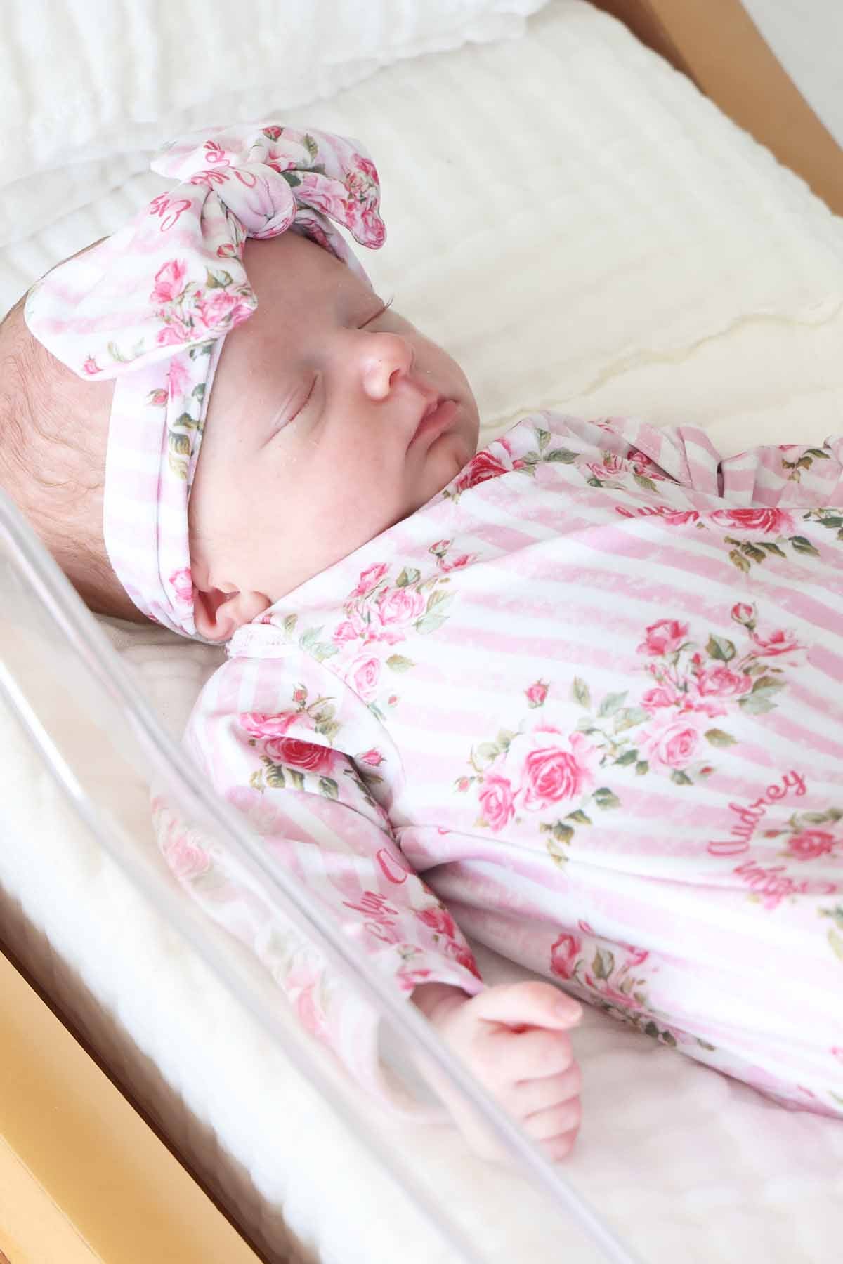 Shabby Chic Personalized Newborn Baby Knot Gown - Image 6
